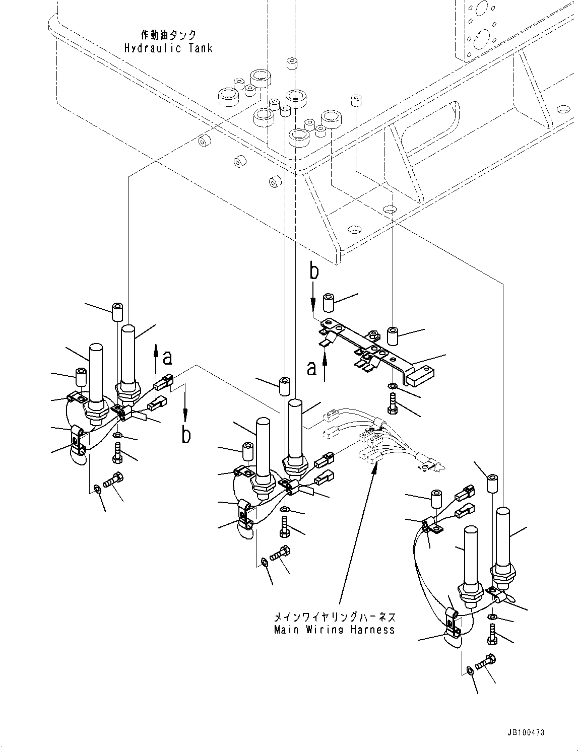 Komatsu parts book diagram for WA800-8E0 S/N 84001-UP: HYDRAULIC TANK, HEATER(#83001-)