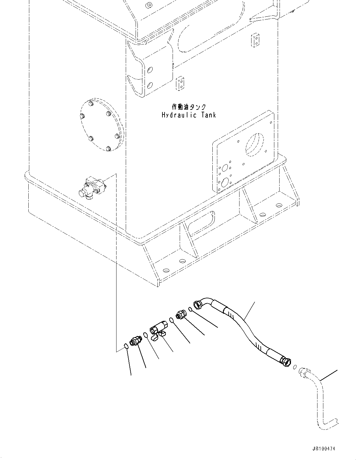 Komatsu parts book diagram for WA800-8E0 S/N 84001-UP: HYDRAULIC TANK, DRAIN AND QUICK FILL PIPING(#83001-)
