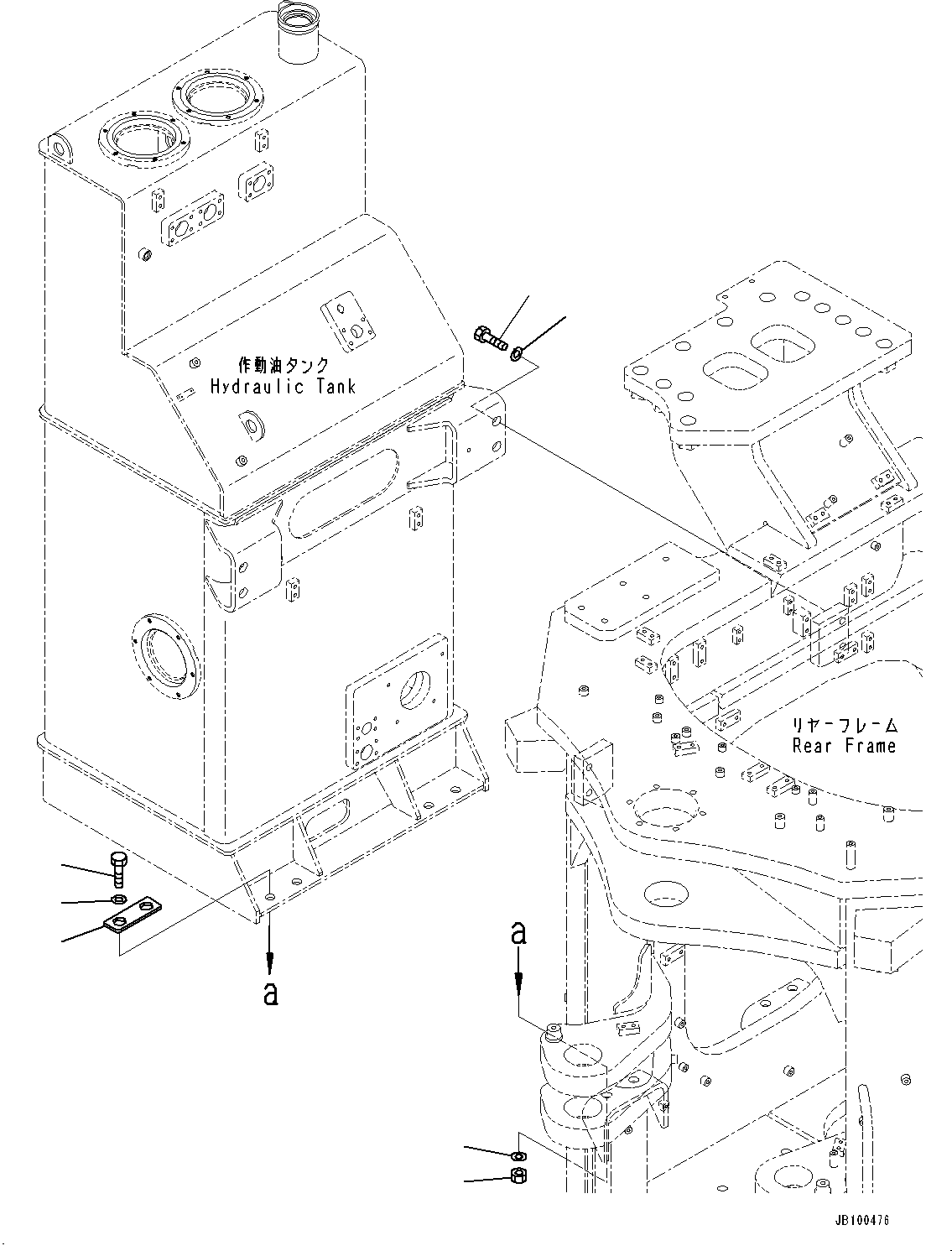 Komatsu parts book diagram for WA800-8E0 S/N 84001-UP: HYDRAULIC TANK, HYDRAULIC TANK MOUNTING(#83001-)