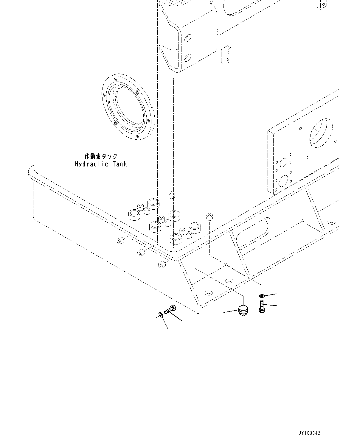 Komatsu parts book diagram for WA800-8E0 S/N 84001-UP: HYDRAULIC TANK, BLIND PARTS(#83001-)
