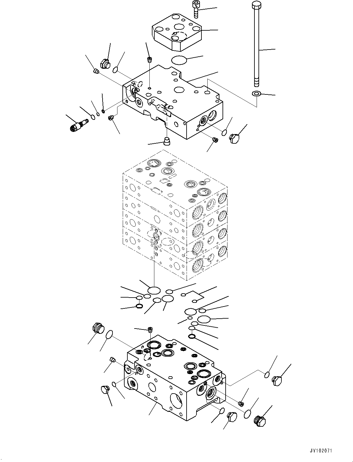 Komatsu parts book diagram for WA800-8E0 S/N 84001-UP: CONTROL VALVE, 4-VALVE (1/13)(#83001-)