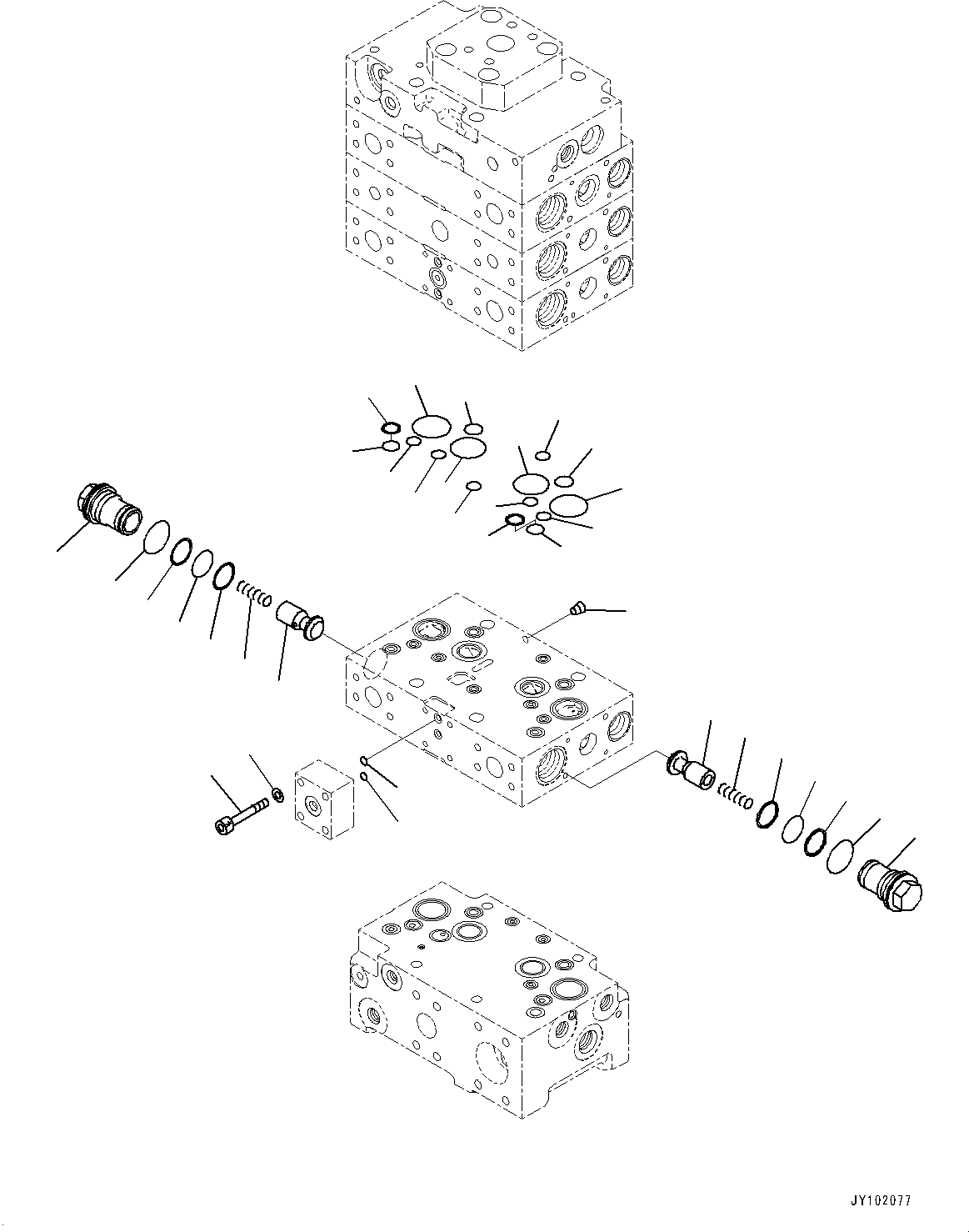 Komatsu parts book diagram for WA800-8E0 S/N 84001-UP: CONTROL VALVE, 4-VALVE (7/13)(#83001-)