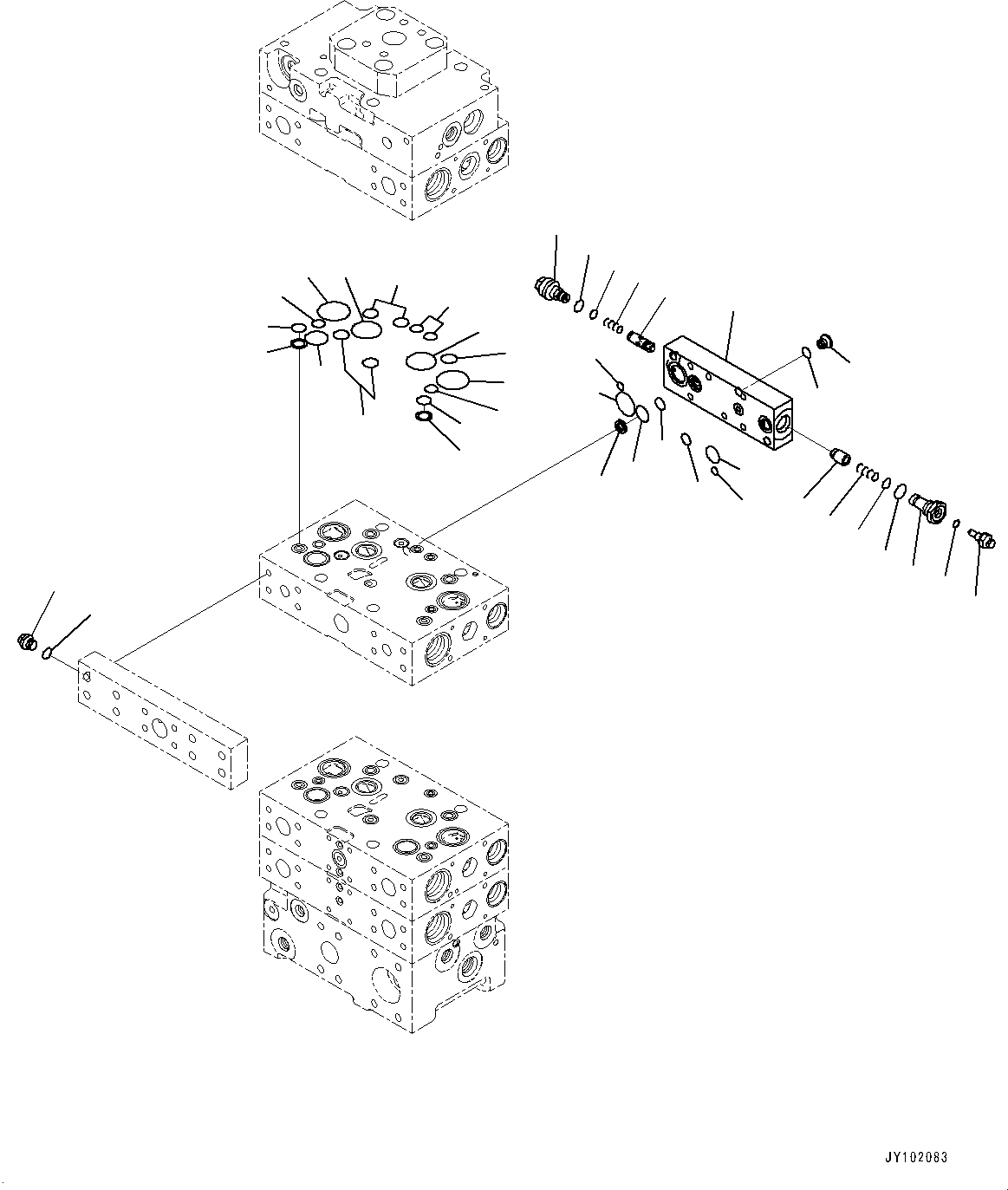Komatsu parts book diagram for WA800-8E0 S/N 84001-UP: CONTROL VALVE, 4-VALVE (13/13)(#83001-)