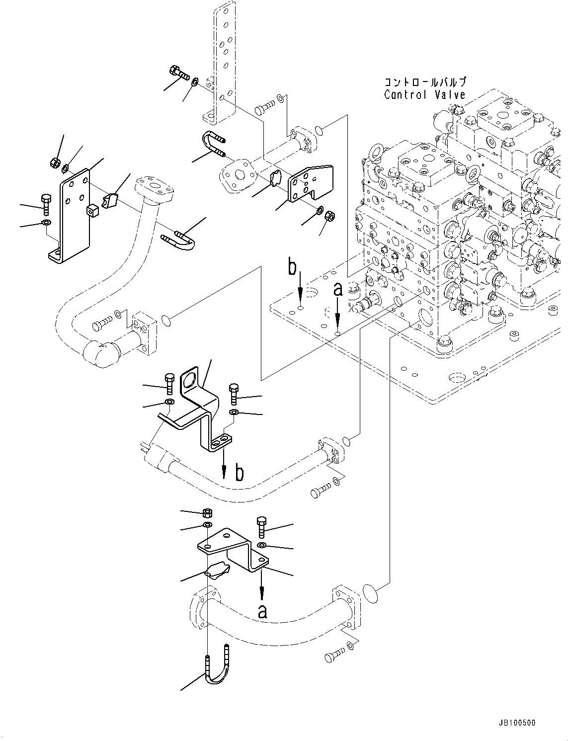 Komatsu parts book diagram for WA800-8E0 S/N 84001-UP: CONTROL VALVE, MOUNTING PARTS (3/7)(#83001-)
