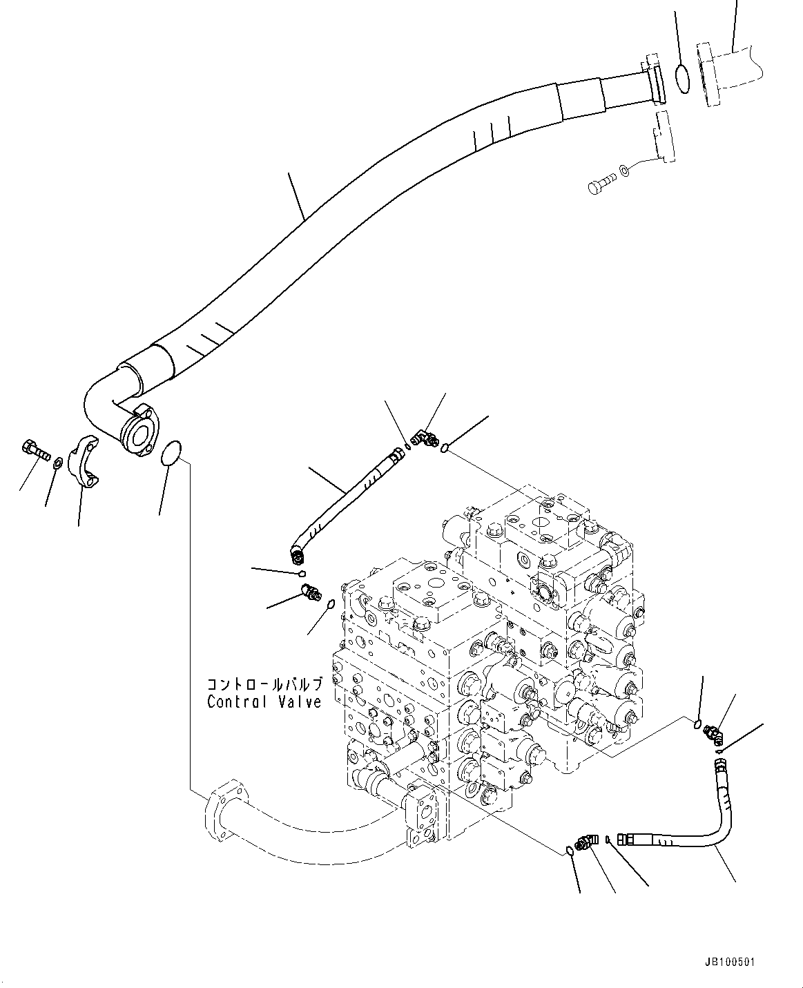 Komatsu parts book diagram for WA800-8E0 S/N 84001-UP: CONTROL VALVE, PIPING (4/14)(#83001-)