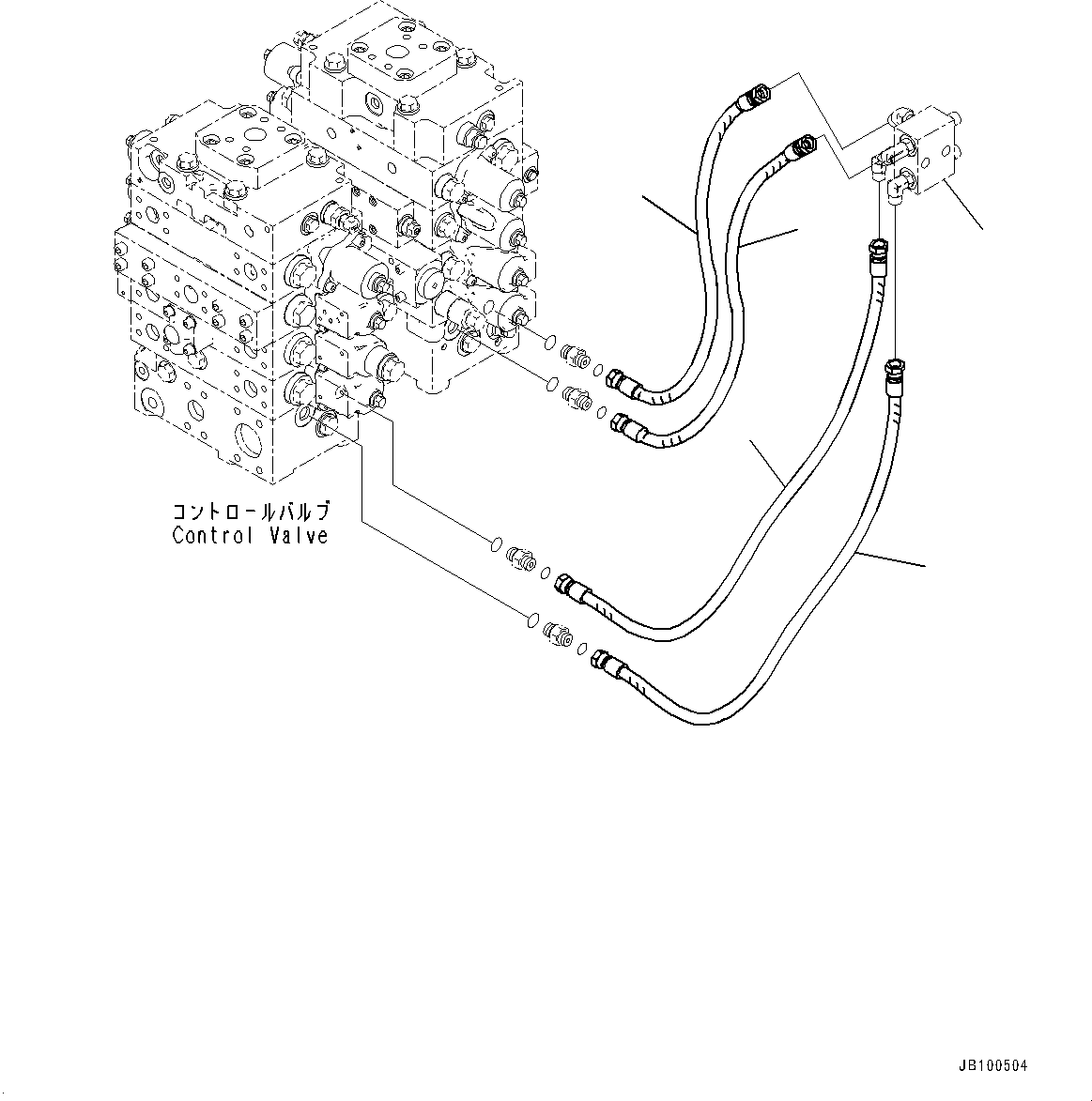 Komatsu parts book diagram for WA800-8E0 S/N 84001-UP: CONTROL VALVE, PIPING (7/14)(#83001-)