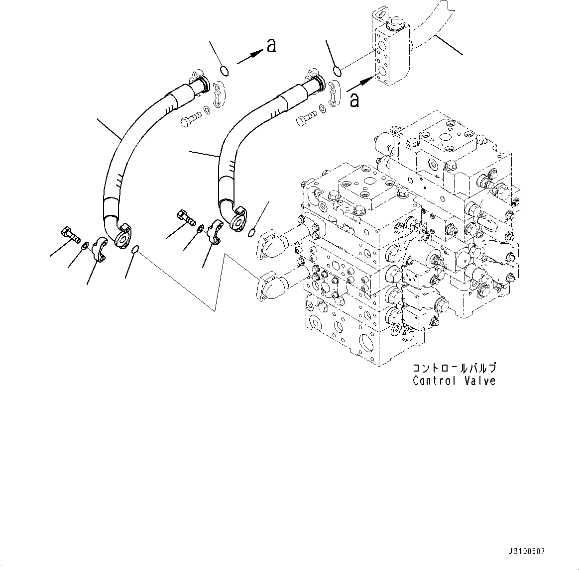 Komatsu parts book diagram for WA800-8E0 S/N 84001-UP: CONTROL VALVE, PIPING (9/14)(#83001-)