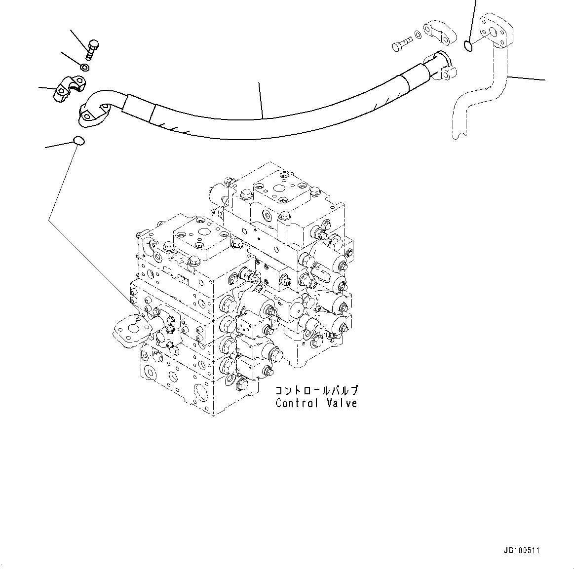 Komatsu parts book diagram for WA800-8E0 S/N 84001-UP: CONTROL VALVE, ECSS VALVE PIPING (2/2)(#83001-)