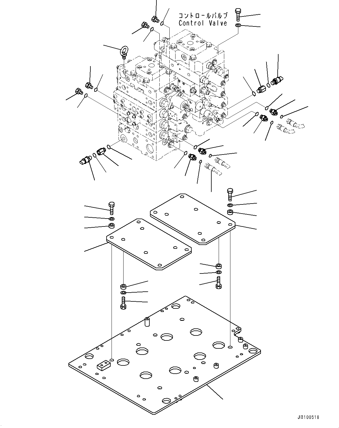 Komatsu parts book diagram for WA800-8E0 S/N 84001-UP: CONTROL VALVE, MOUNTING PARTS (7/7)(#83001-)