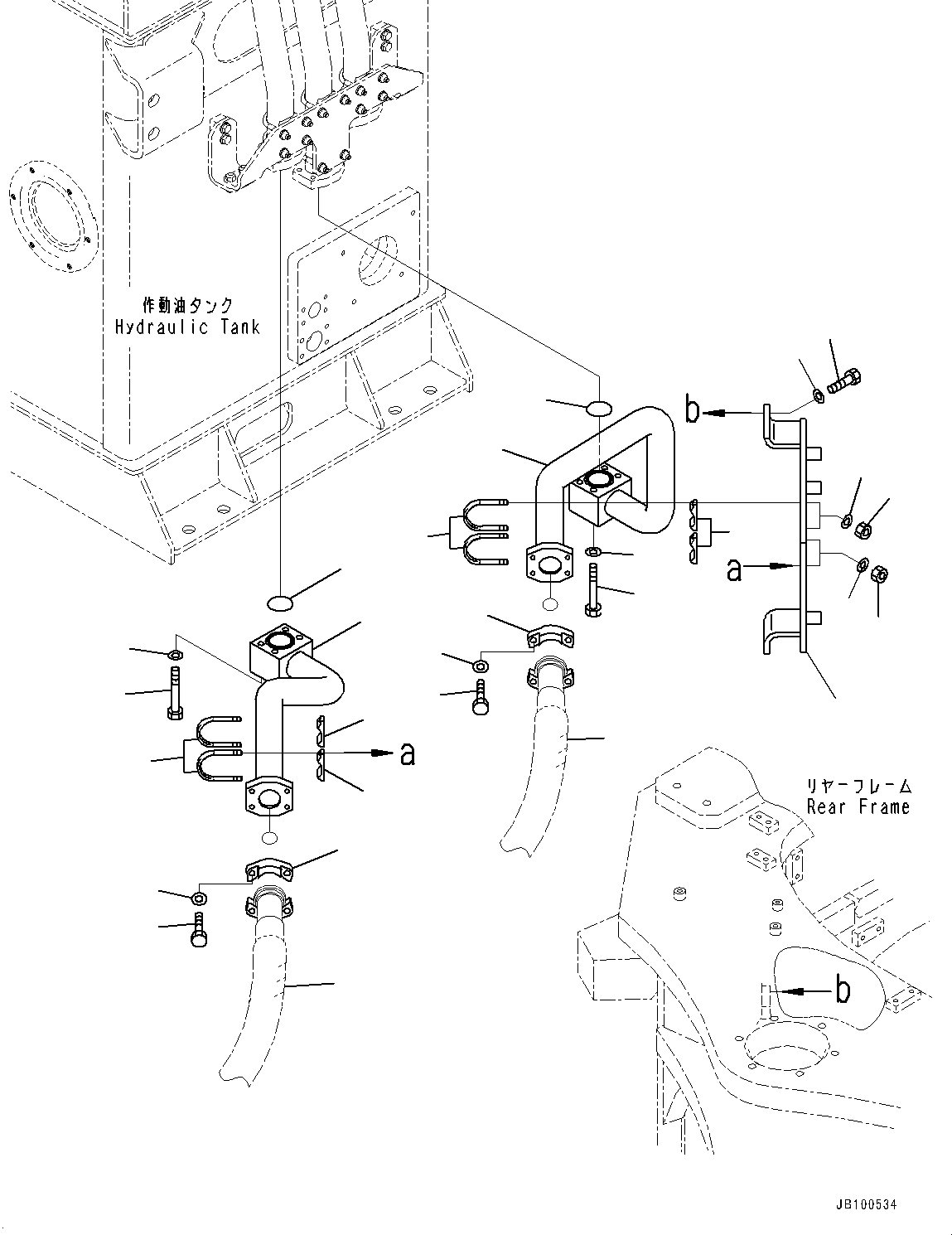 Komatsu parts book diagram for WA800-8E0 S/N 84001-UP: HYDRAULIC PIPING, RETURN PIPING (1/3)(#83001-)