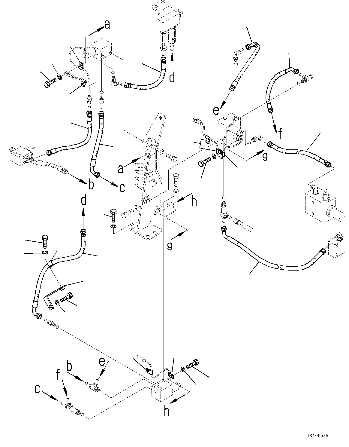 Komatsu parts book diagram for WA800-8E0 S/N 84001-UP: HYDRAULIC PIPING, EPC VALVE PIPING (1/3)(#83001-)