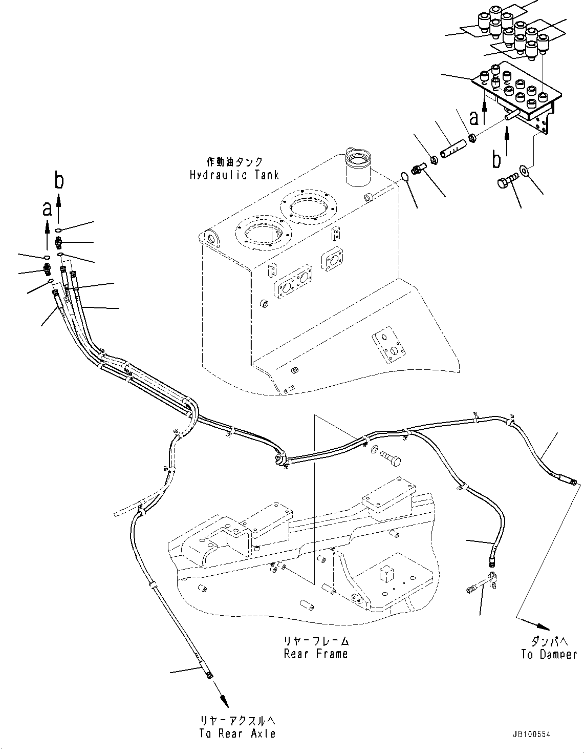 Komatsu parts book diagram for WA800-8E0 S/N 84001-UP: HYDRAULIC PIPING, BREATHER AND PIPING(#83001-)