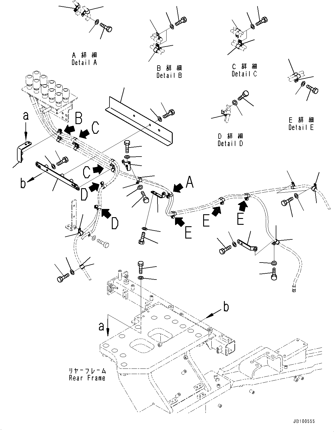Komatsu parts book diagram for WA800-8E0 S/N 84001-UP: HYDRAULIC PIPING, BREATHER MOUNTING(#83001-)