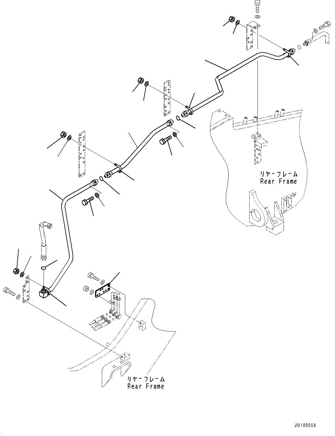 Komatsu parts book diagram for WA800-8E0 S/N 84001-UP: HYDRAULIC PIPING, SERVICE CENTER PIPING (3/4)(#83001-)