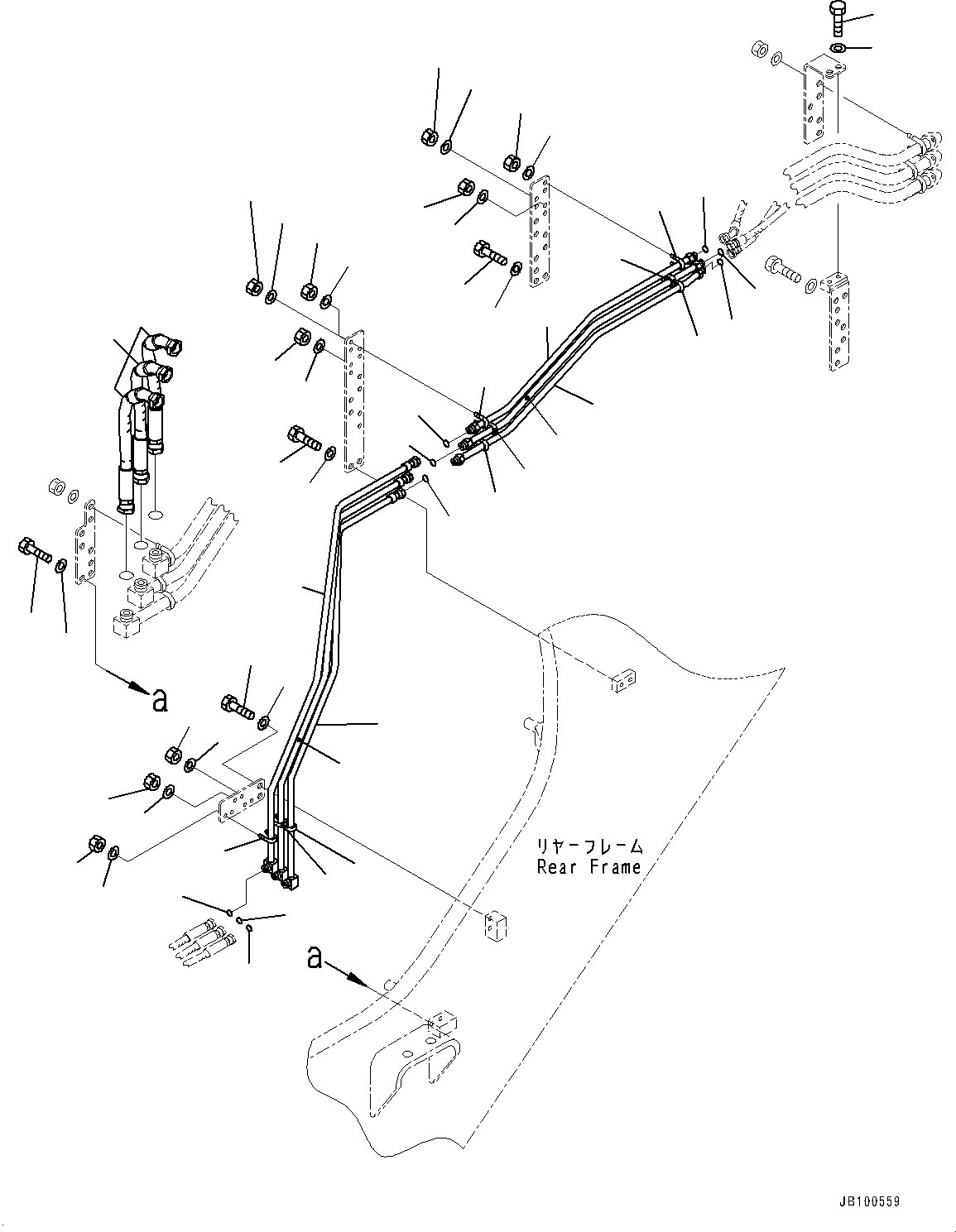 Komatsu parts book diagram for WA800-8E0 S/N 84001-UP: HYDRAULIC PIPING, SERVICE CENTER PIPING (4/4)(#83001-)