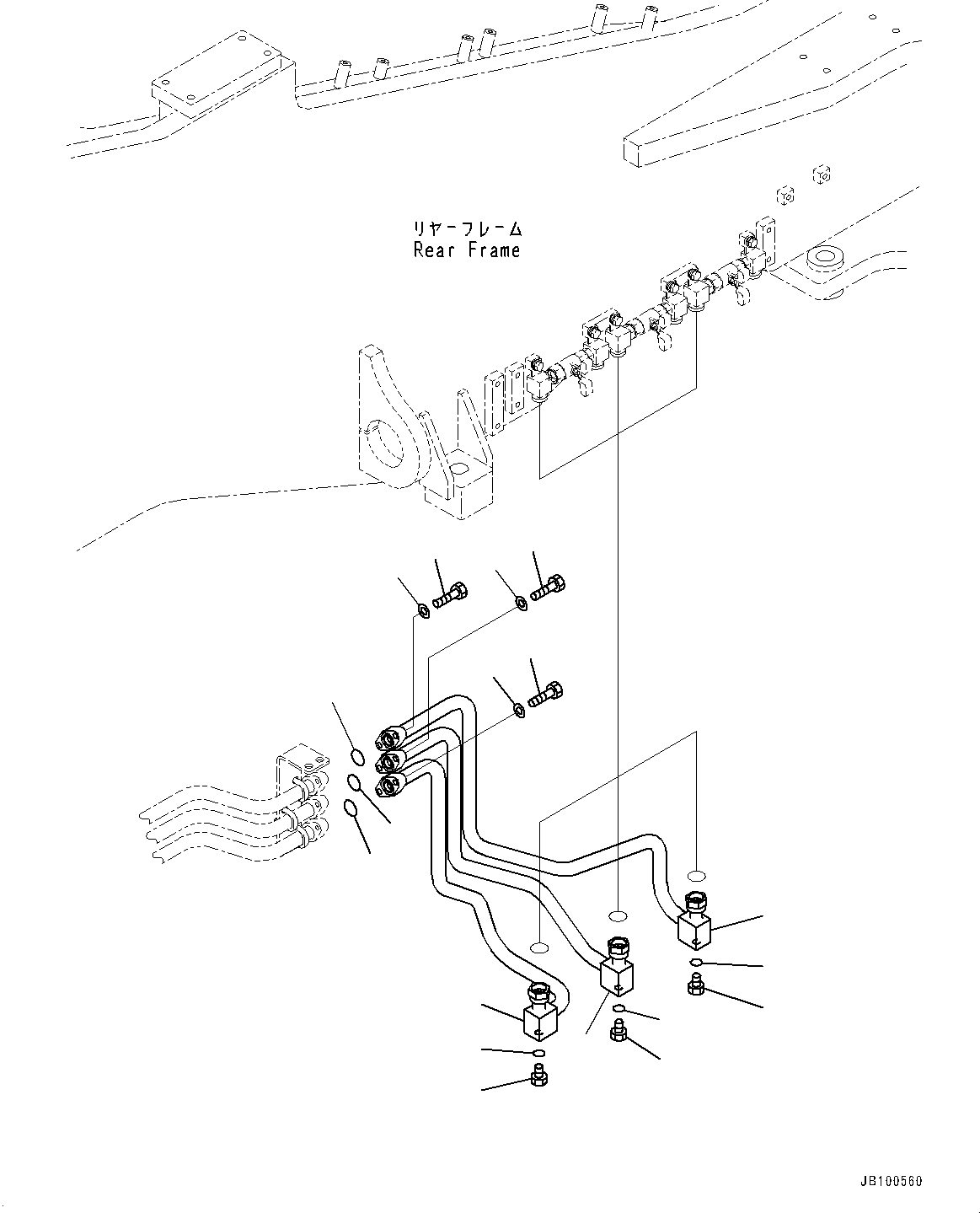 Komatsu parts book diagram for WA800-8E0 S/N 84001-UP: HYDRAULIC PIPING, COOLING PIPING (1/3)(#83001-)