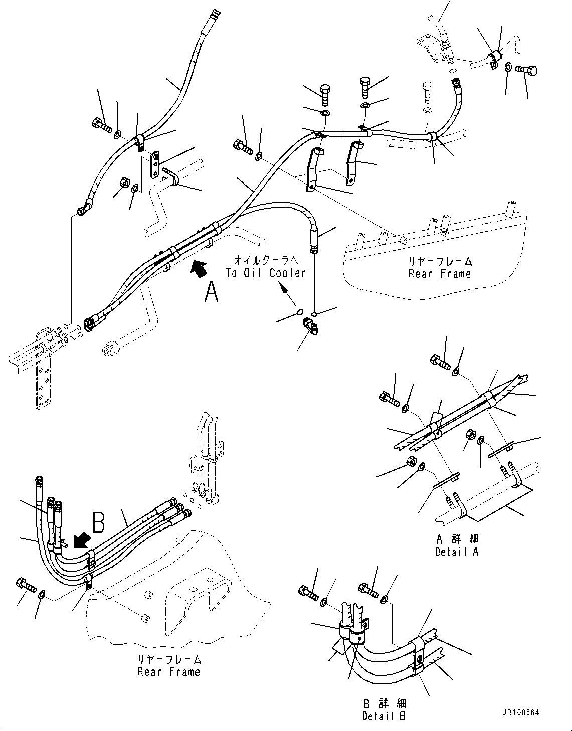 Komatsu parts book diagram for WA800-8E0 S/N 84001-UP: HYDRAULIC PIPING, COOLING PIPING (3/3)(#83001-83000)
