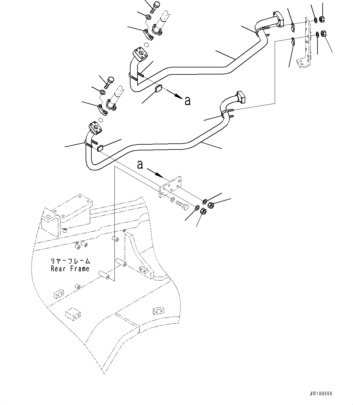 Komatsu parts book diagram for WA800-8E0 S/N 84001-UP: HYDRAULIC PIPING, FAN MOTOR PIPING (1/6)(#83001-)