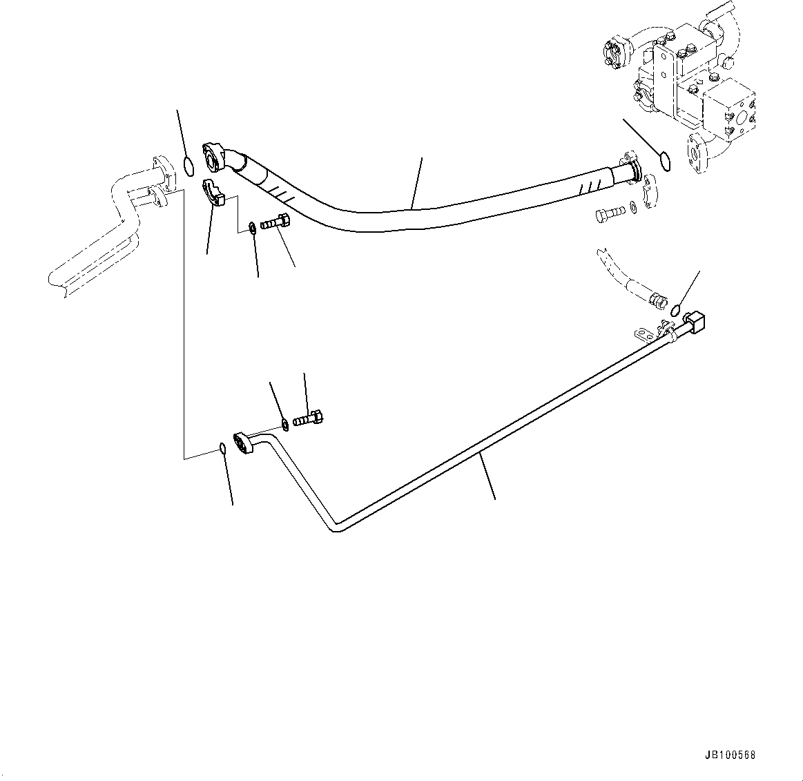 Komatsu parts book diagram for WA800-8E0 S/N 84001-UP: HYDRAULIC PIPING, FAN MOTOR PIPING (3/6)(#83001-)