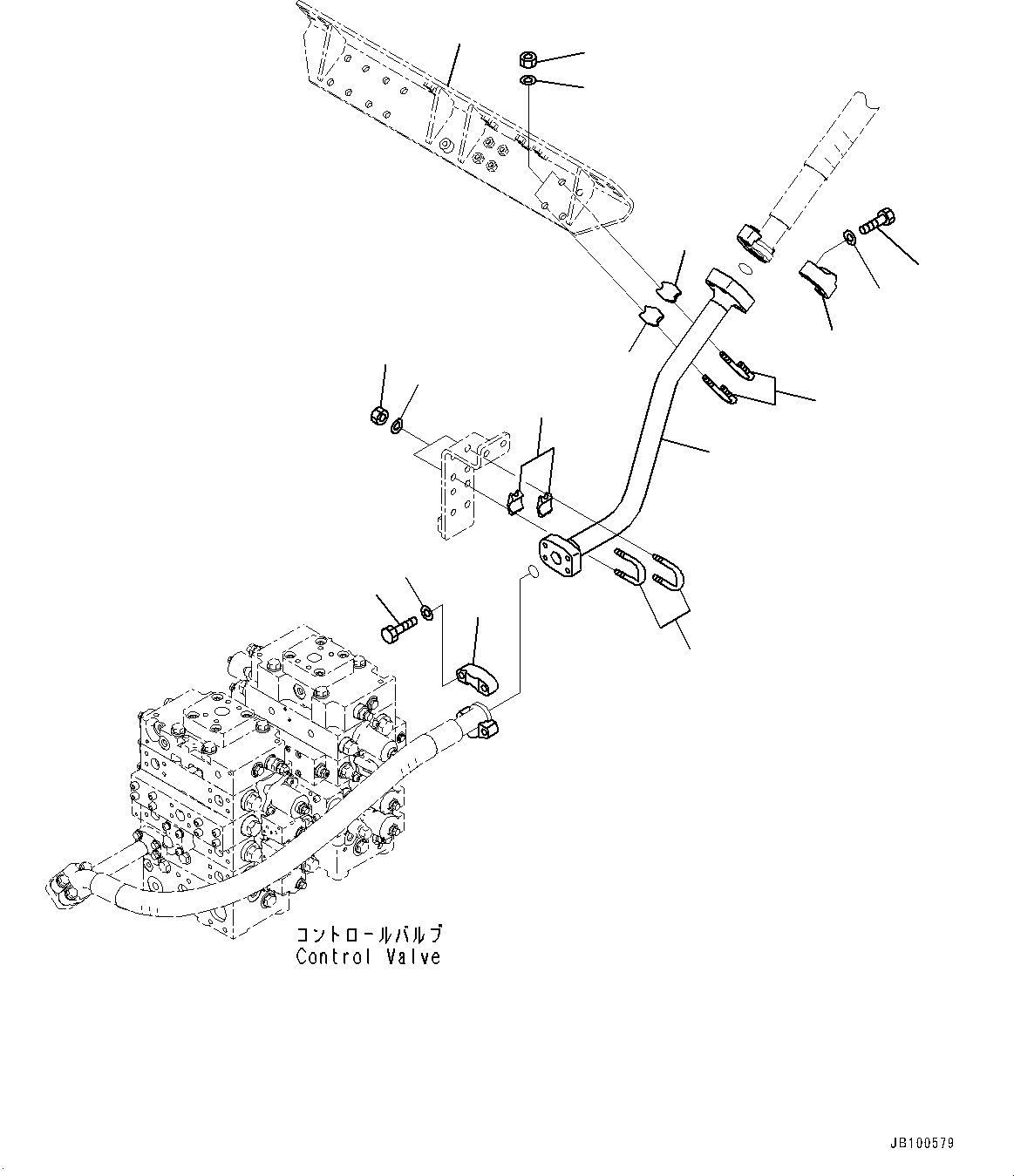 Komatsu parts book diagram for WA800-8E0 S/N 84001-UP: HYDRAULIC PIPING, BUCKET CYLINDER PIPING (2/3)(#83001-)