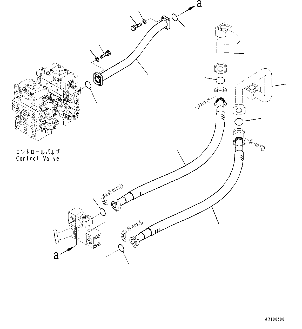 Komatsu parts book diagram for WA800-8E0 S/N 84001-UP: HYDRAULIC PIPING, RETURN PIPING (3/3)(#83001-)