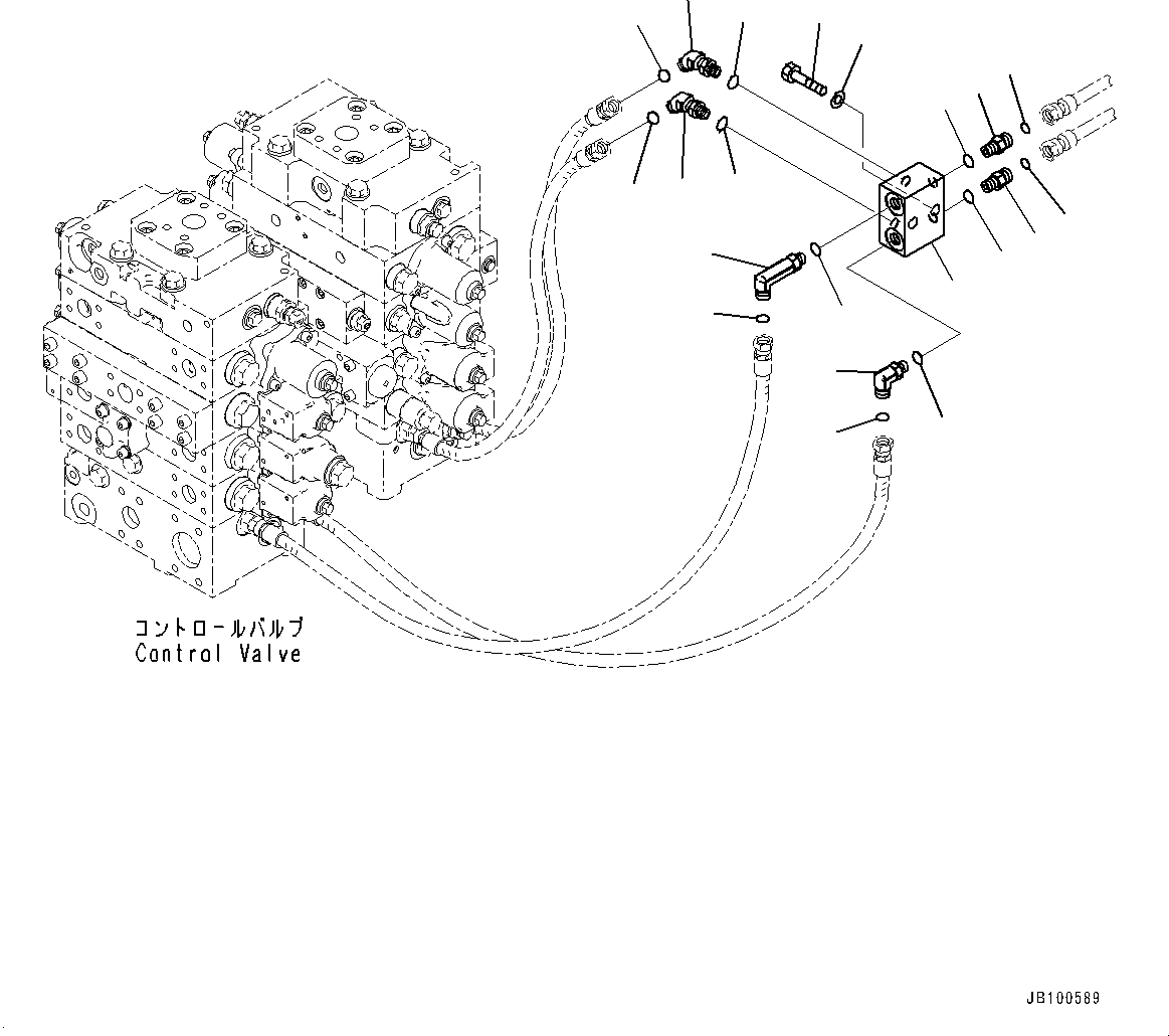 Komatsu parts book diagram for WA800-8E0 S/N 84001-UP: HYDRAULIC PIPING, BLOCK(#83001-)