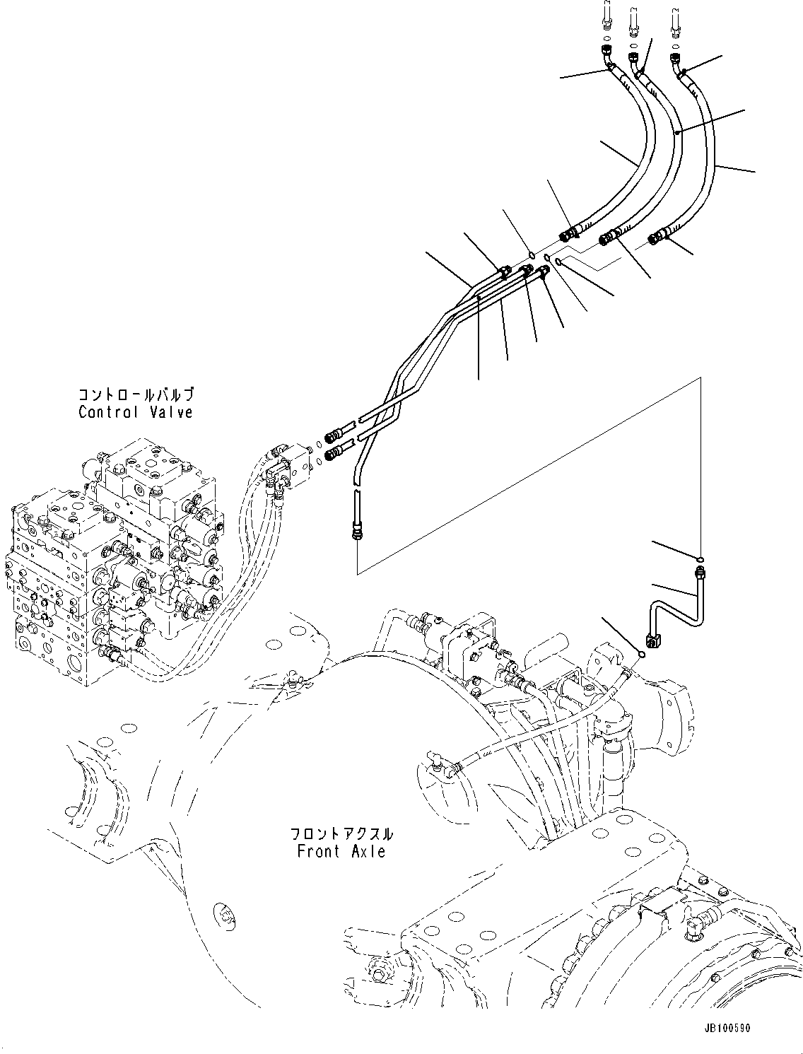 Komatsu parts book diagram for WA800-8E0 S/N 84001-UP: HYDRAULIC PIPING, PILOT PIPING (1/2)(#83001-)
