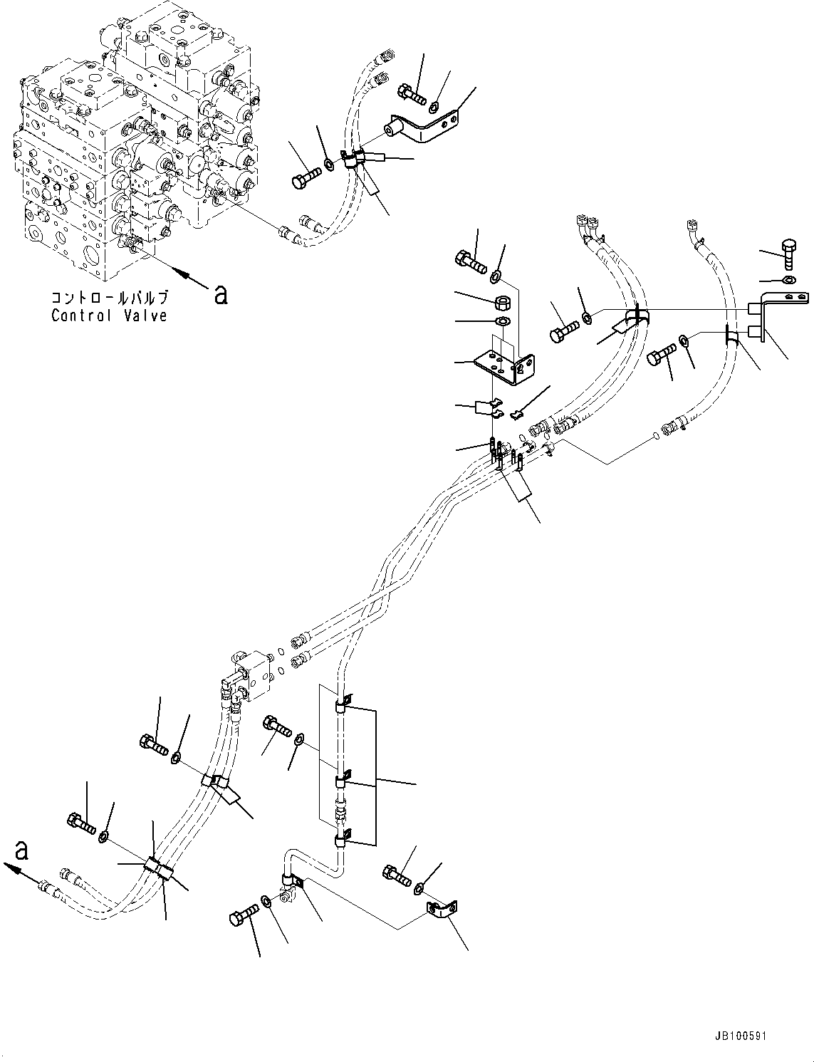 Komatsu parts book diagram for WA800-8E0 S/N 84001-UP: HYDRAULIC PIPING, MOUNTING (6/7)(#83001-)