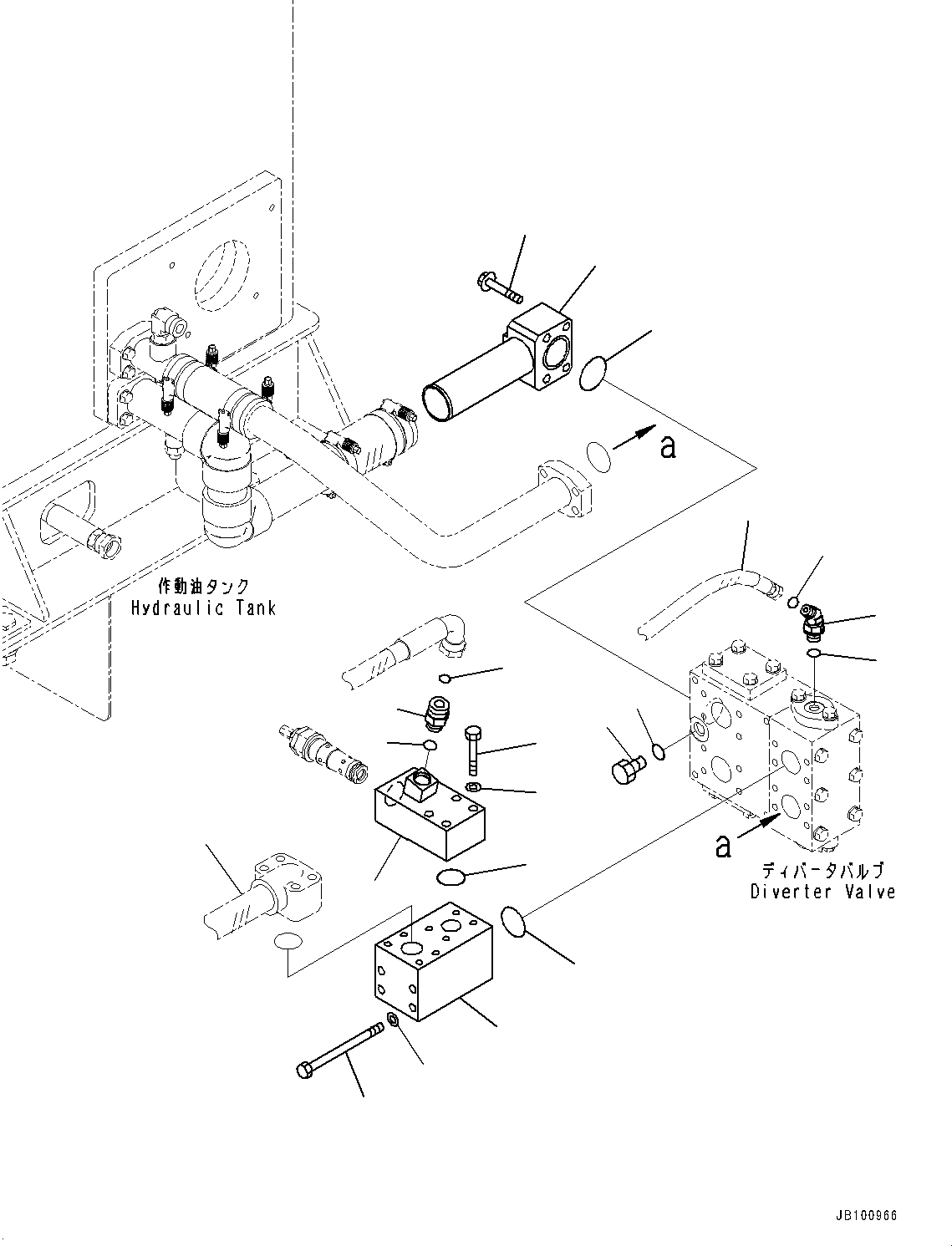 Komatsu parts book diagram for WA800-8E0 S/N 84001-UP: EMERGENCY STEERING PIPING, BLOCK(#83001-)