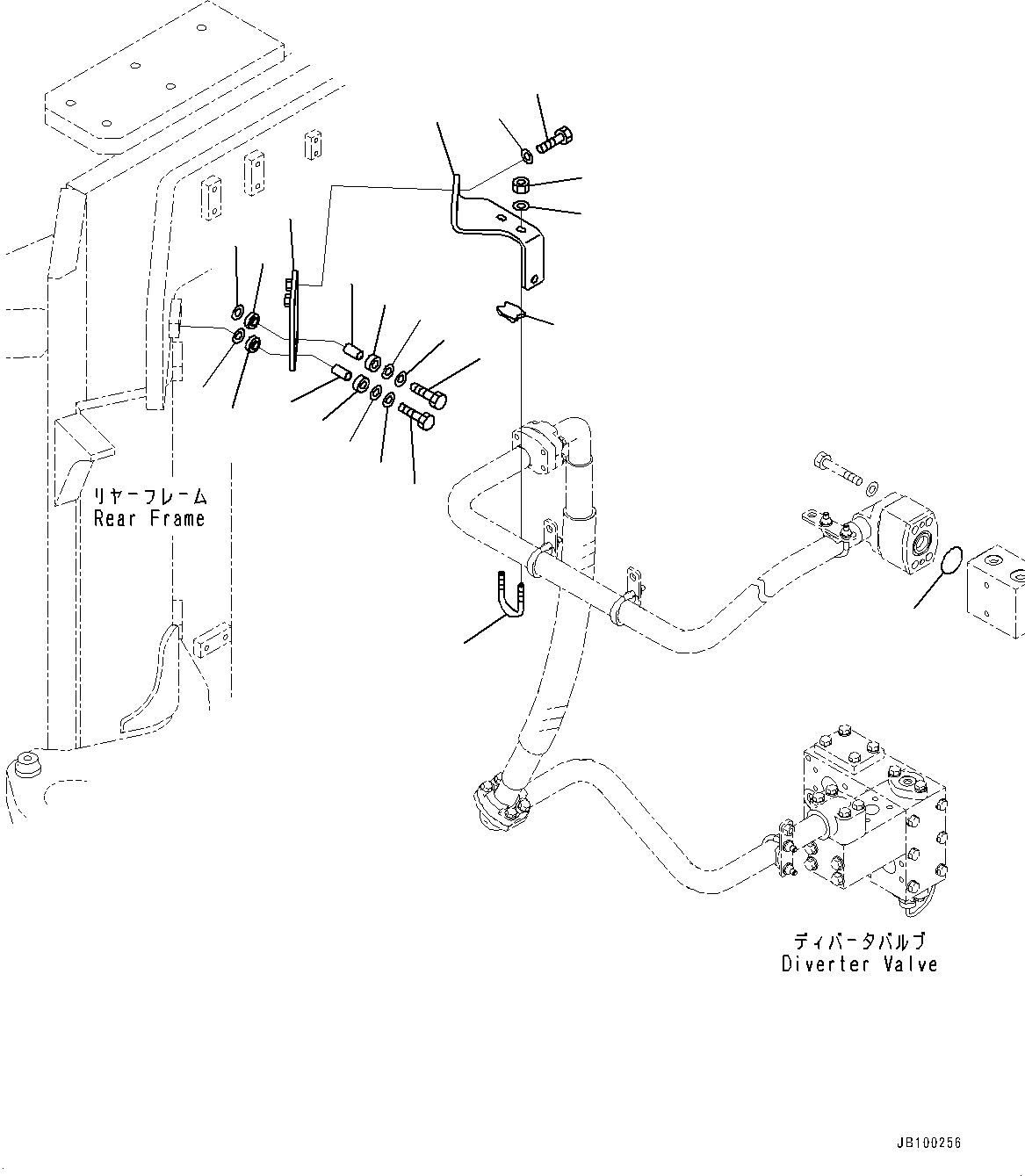 Komatsu parts book diagram for WA800-8E0 S/N 84001-UP: EMERGENCY STEERING PIPING, MOUNTING (2/2)(#83001-)
