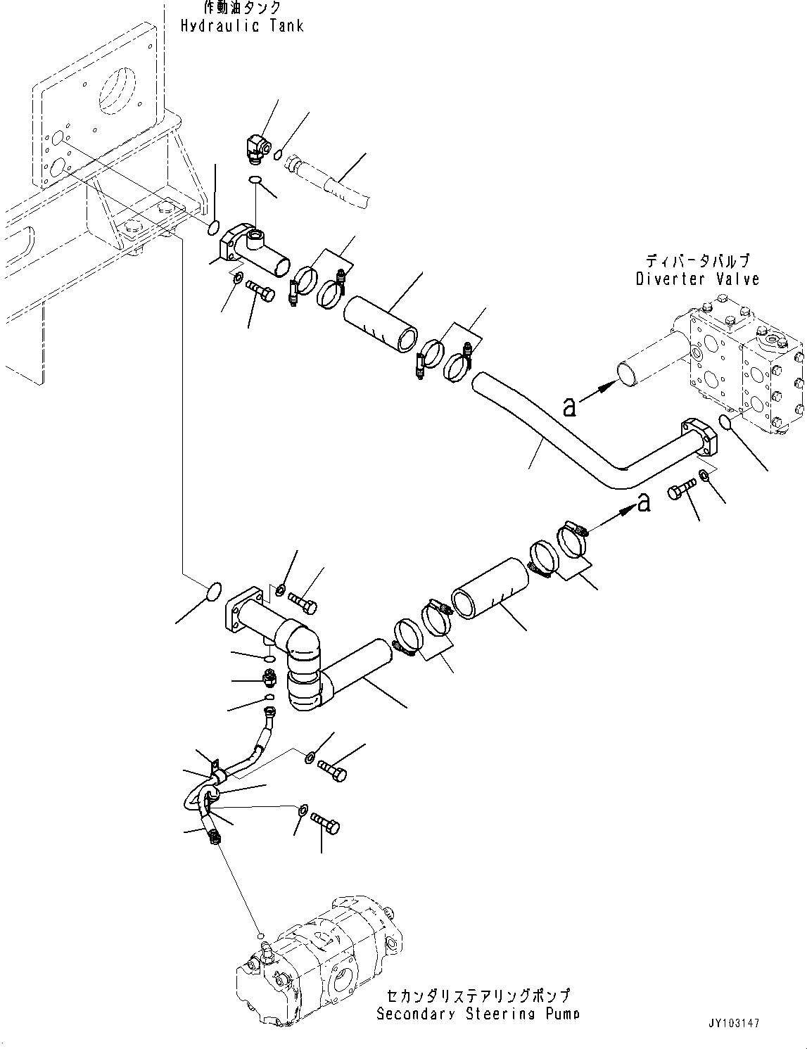 Komatsu parts book diagram for WA800-8E0 S/N 84001-UP: EMERGENCY STEERING PIPING, PIPING (2/2)(#83001-)