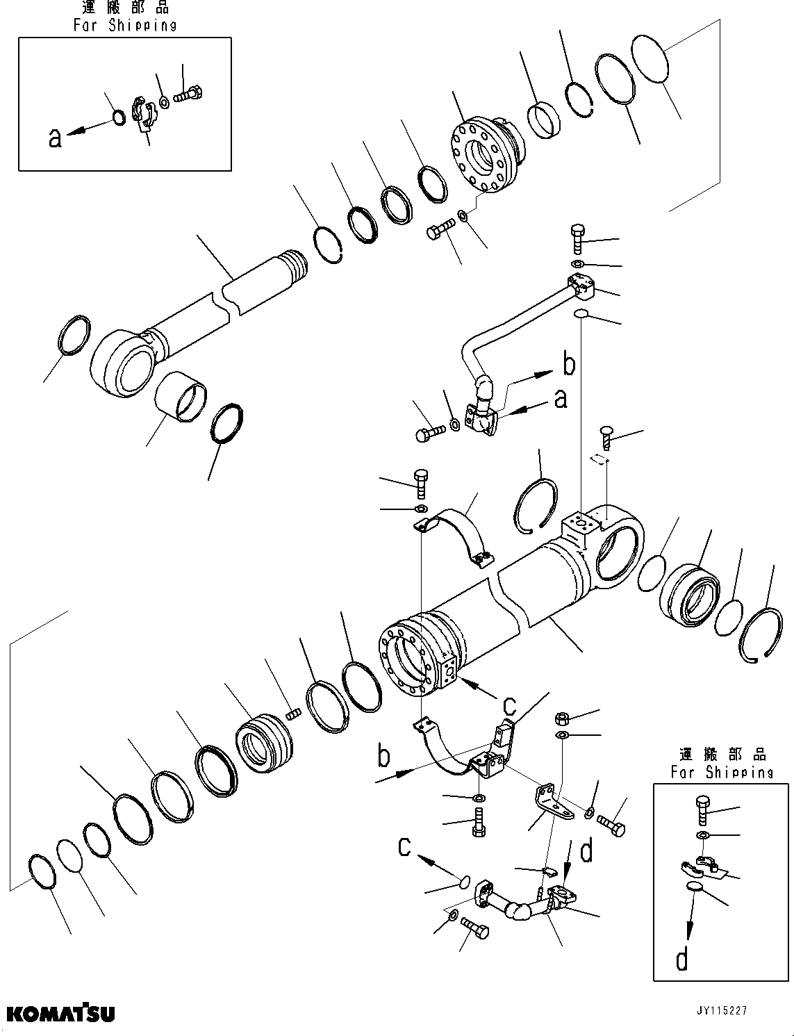 Komatsu parts book diagram for WA800-8E0 S/N 84001-UP: STEERING CYLINDER, INNER PARTS, STEERING CYLINDER, L.H.(#80001-)