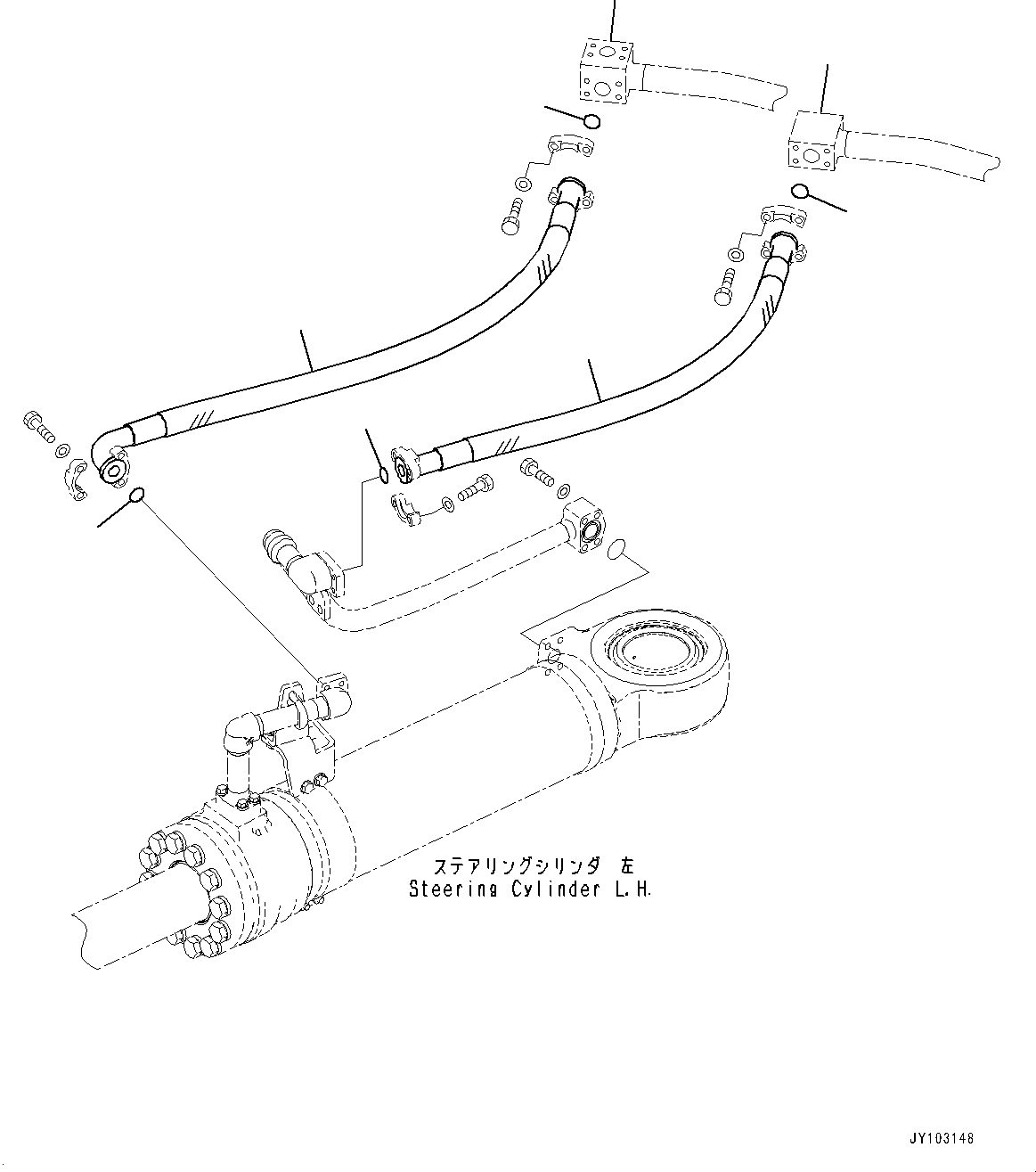 Komatsu parts book diagram for WA800-8E0 S/N 84001-UP: STEERING CYLINDER, CYLINDER HOSE (1/2)(#83001-)