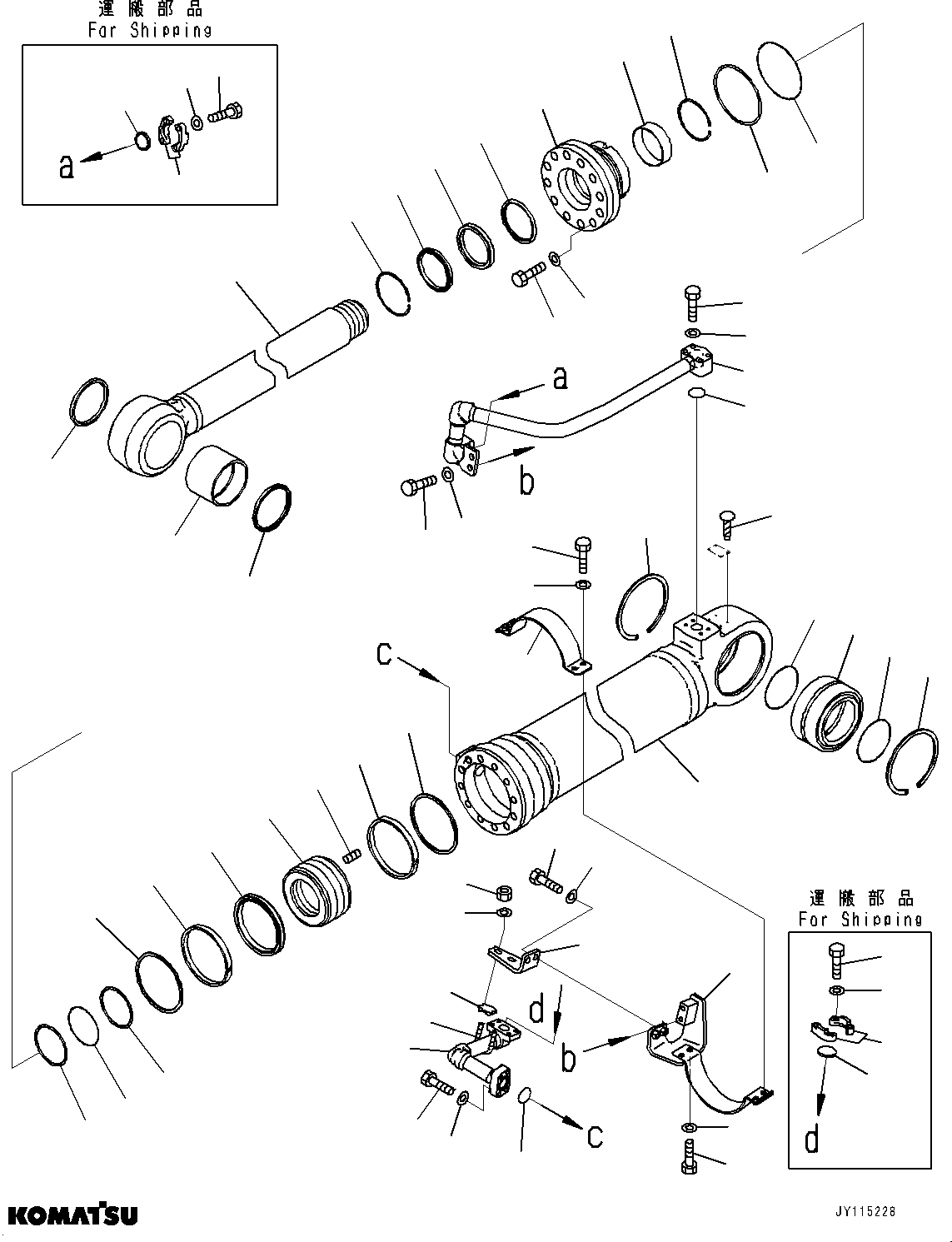 Komatsu parts book diagram for WA800-8E0 S/N 84001-UP: STEERING CYLINDER, INNER PARTS, STEERING CYLINDER, R.H.(#80001-)
