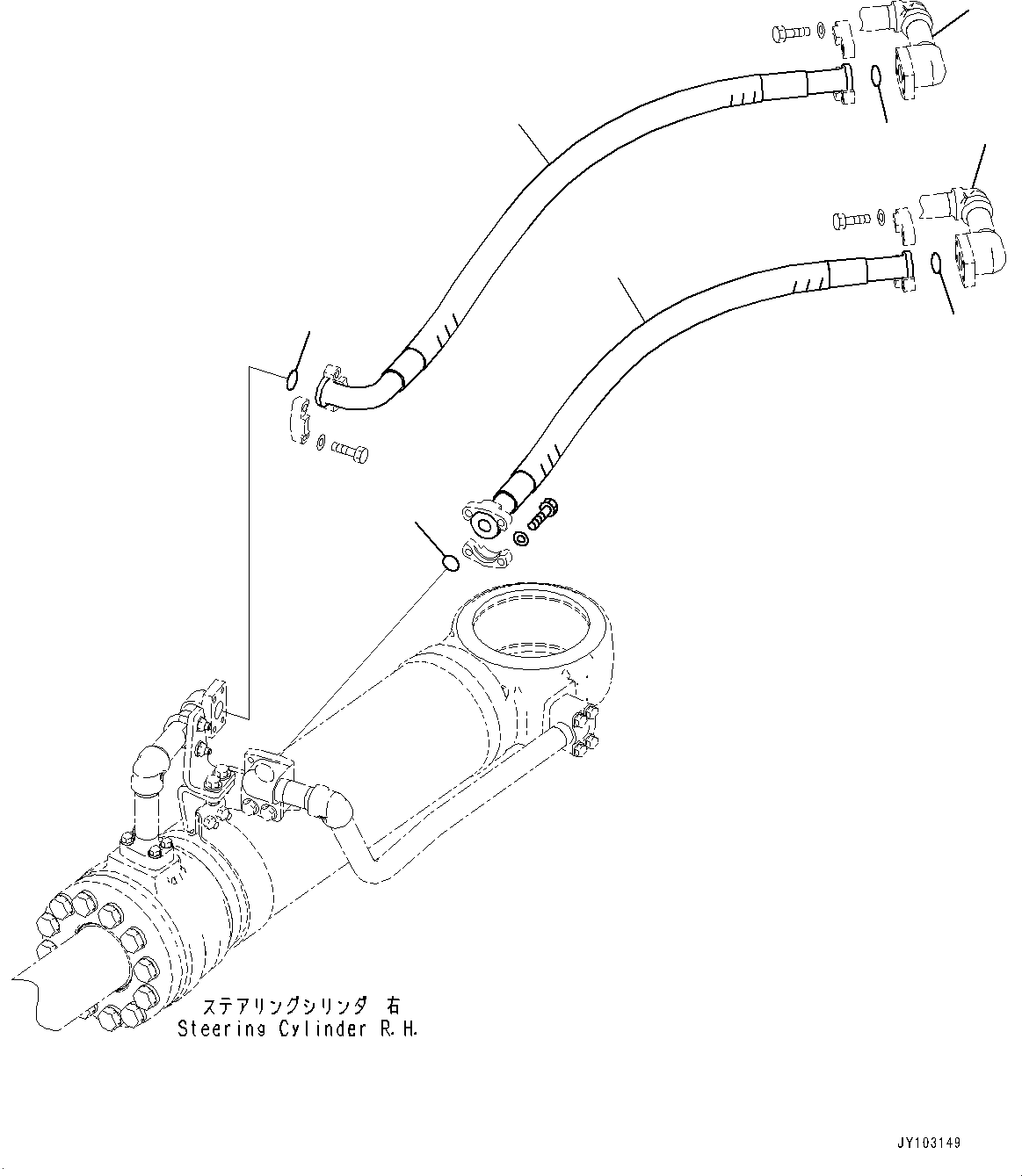 Komatsu parts book diagram for WA800-8E0 S/N 84001-UP: STEERING CYLINDER, CYLINDER HOSE (2/2)(#83001-)
