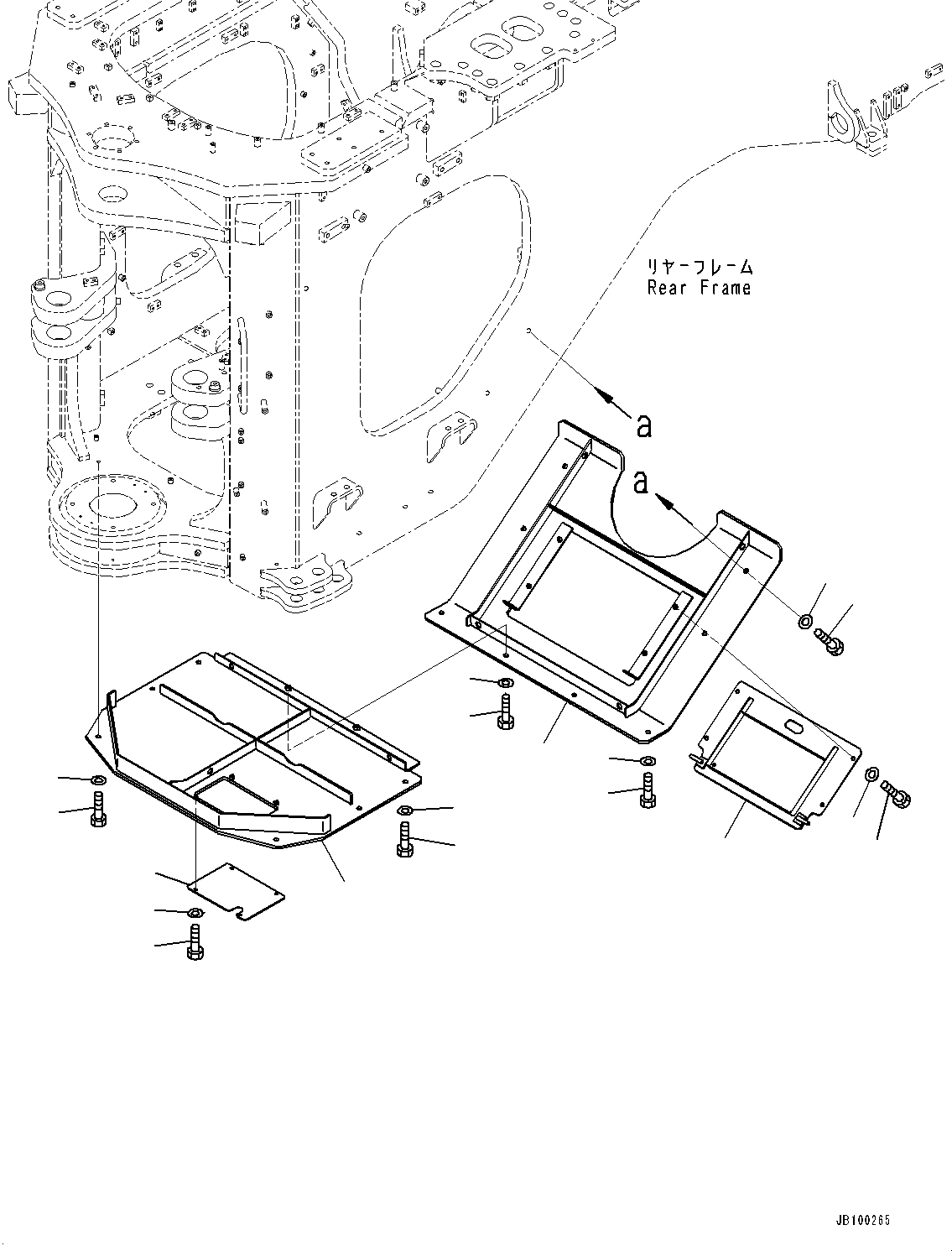 Komatsu parts book diagram for WA800-8E0 S/N 84001-UP: ARTICULATE LOCK BAR AND FRAME COVER, GUARD (2/2)(#83001-)