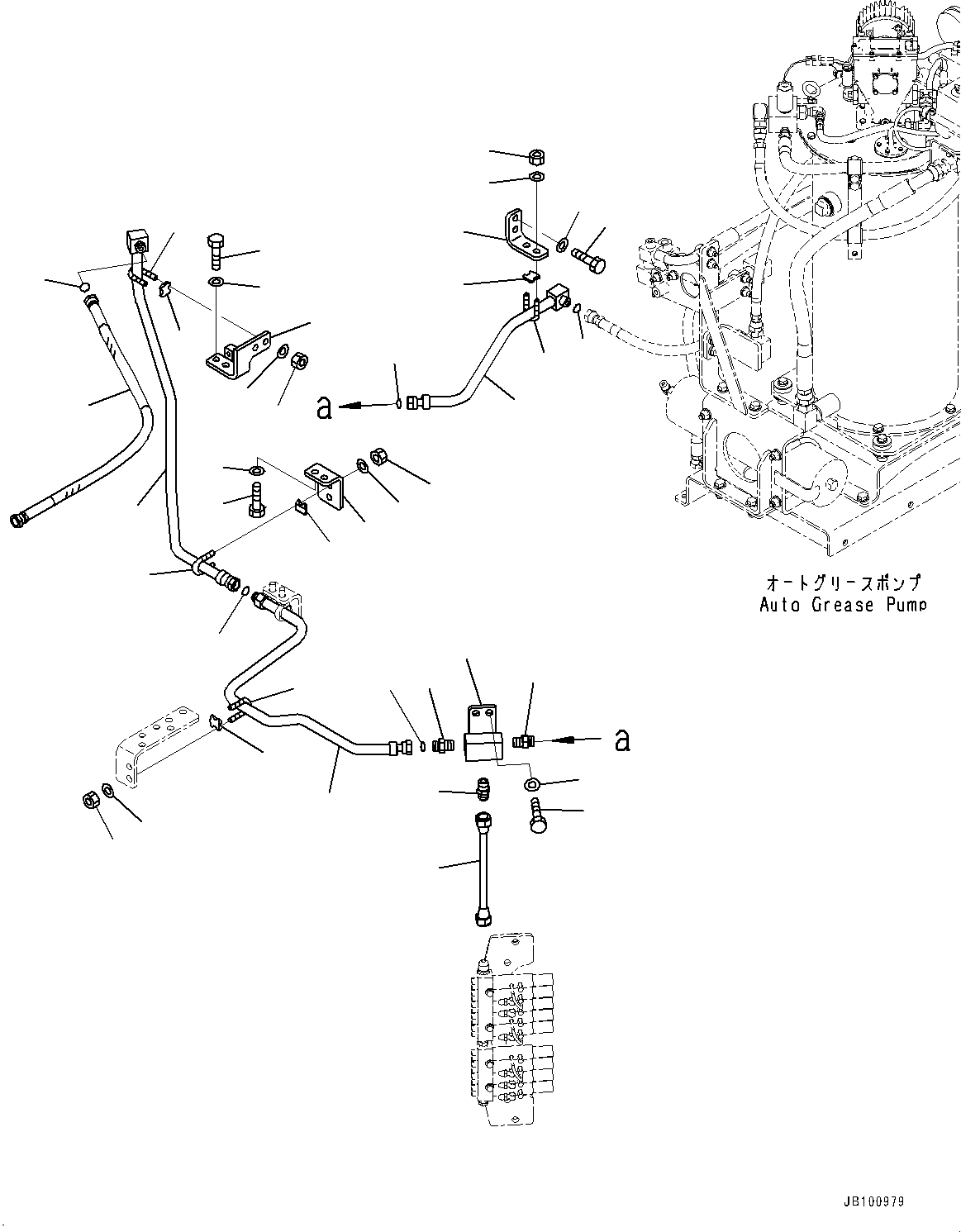 Komatsu parts book diagram for WA800-8E0 S/N 84001-UP: AUTO-GREASING SYSTEM PIPING, GREASE PIPING(#83001-)