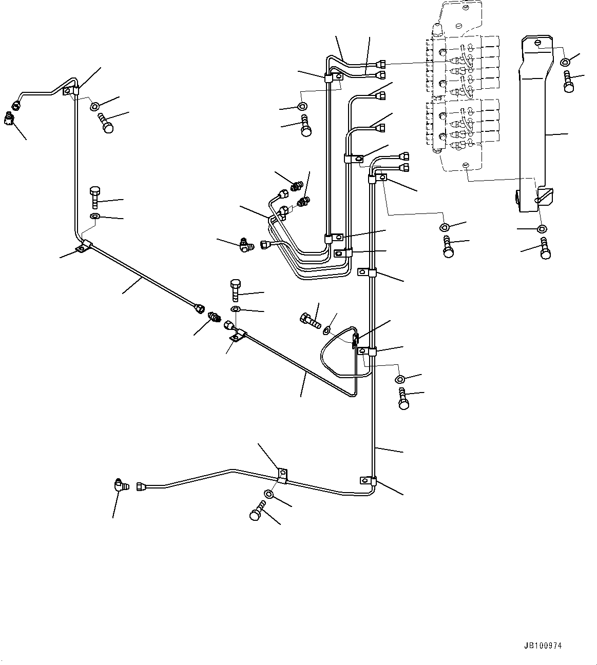 Komatsu parts book diagram for WA800-8E0 S/N 84001-UP: AUTO-GREASING SYSTEM PIPING, BRANCH PIPING (1/2)(#83001-83013)