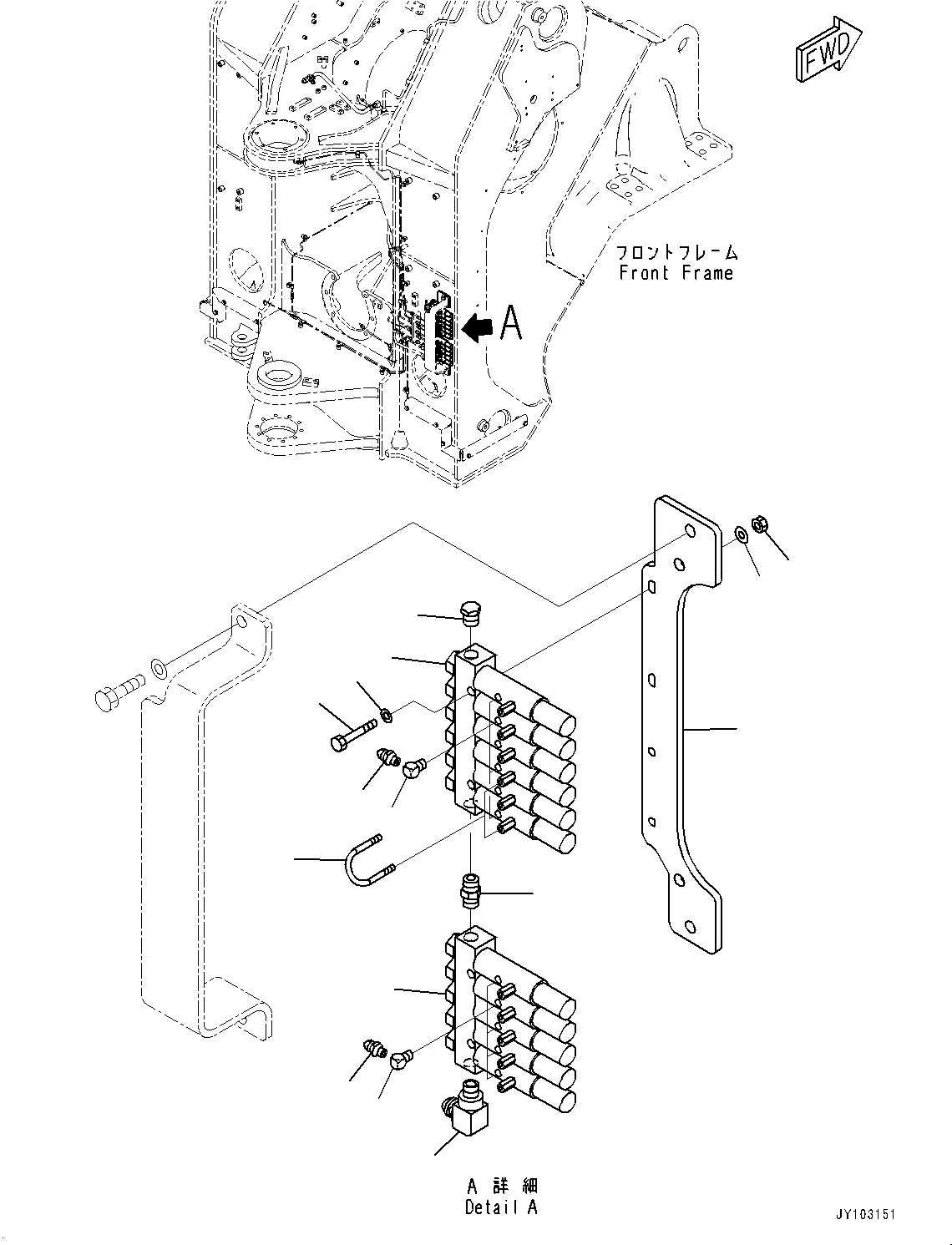 Komatsu parts book diagram for WA800-8E0 S/N 84001-UP: AUTO-GREASING SYSTEM PIPING, INJECTOR, FRONT(#83001-)