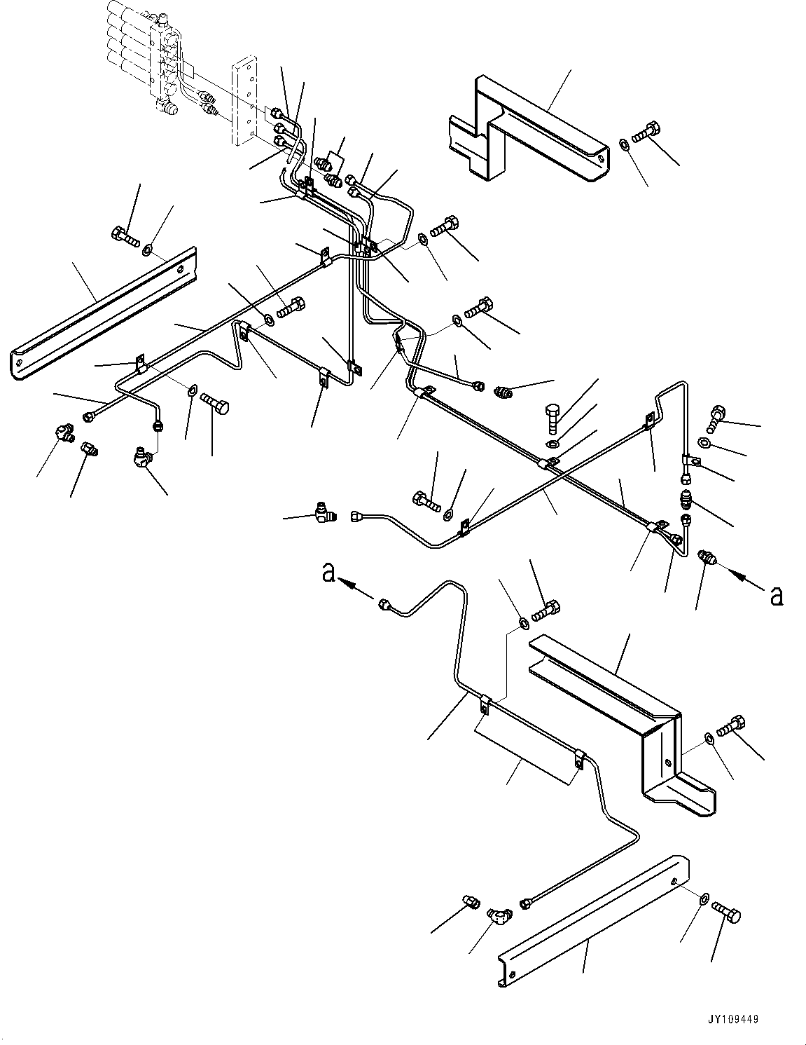 Komatsu parts book diagram for WA800-8E0 S/N 84001-UP: AUTO-GREASING SYSTEM PIPING, LOWER PIPING(#83001-)