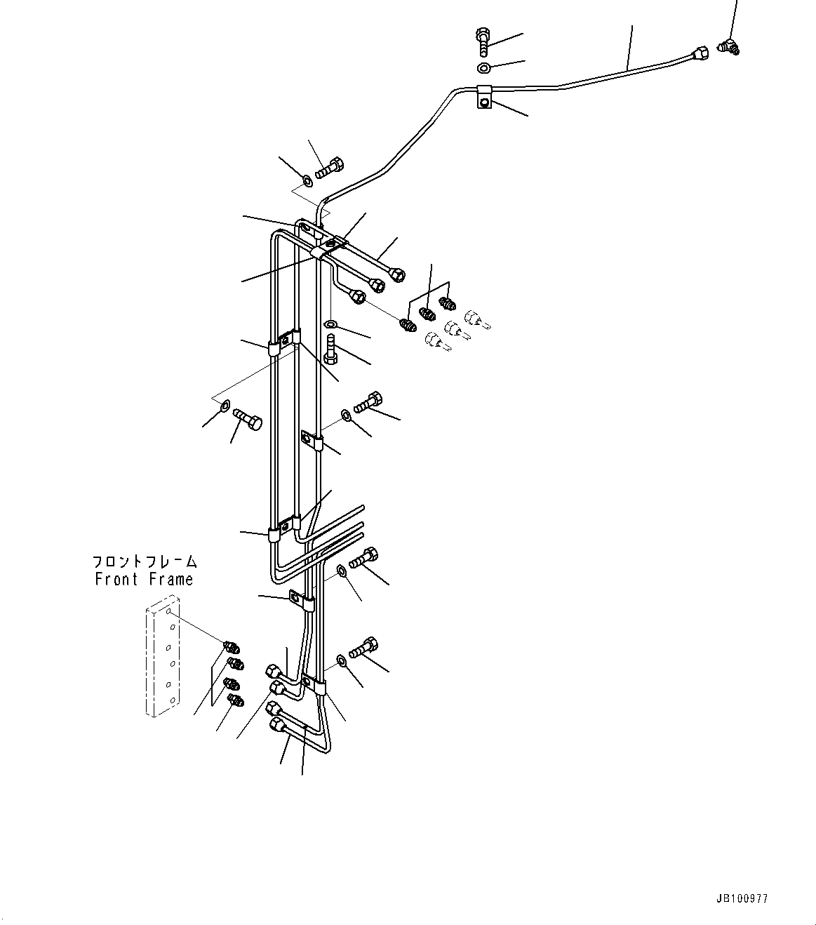 Komatsu parts book diagram for WA800-8E0 S/N 84001-UP: REMOTE GREASING SYSTEM, FRONT PIPING(#83001-)