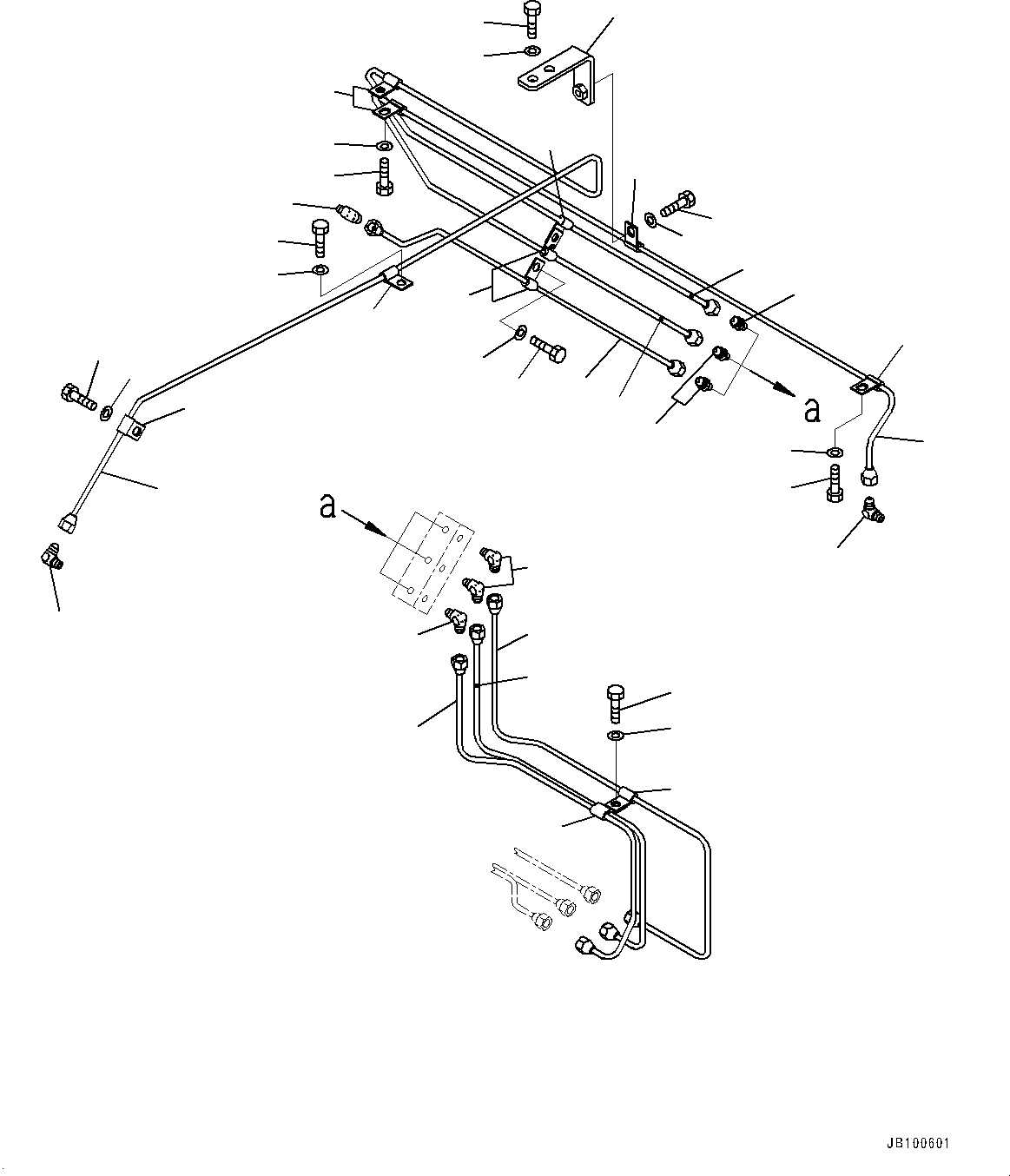 Komatsu parts book diagram for WA800-8E0 S/N 84001-UP: REMOTE GREASING SYSTEM, UPPER PIPING(#83001-)