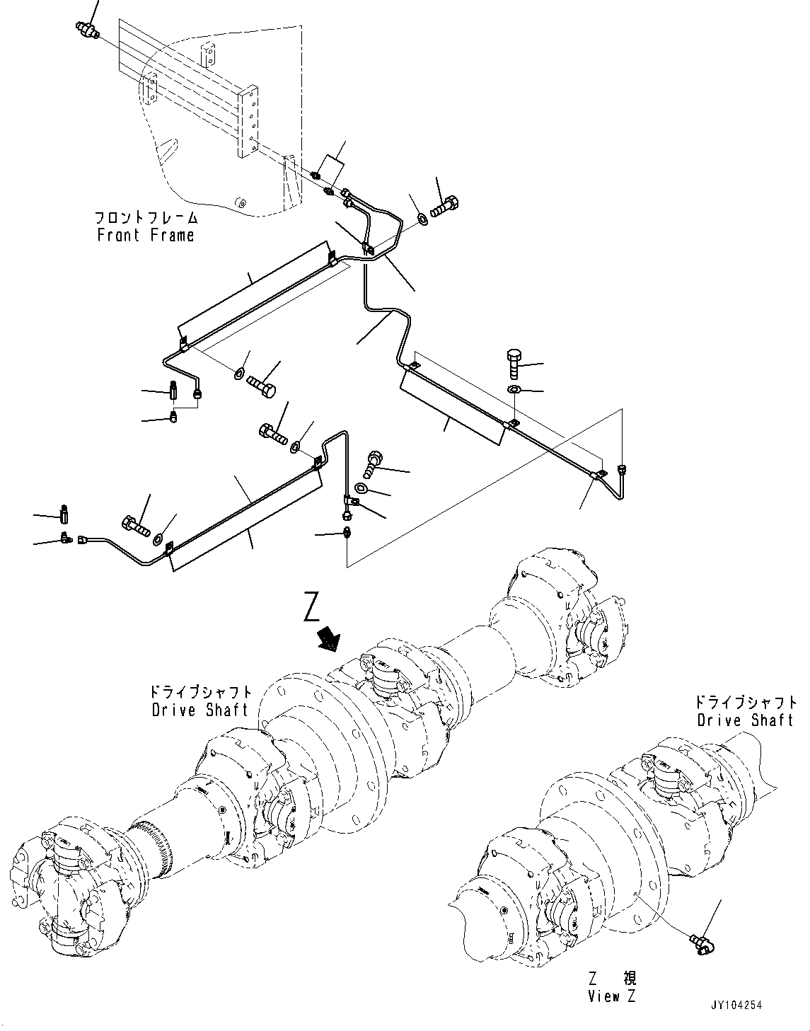 Komatsu parts book diagram for WA800-8E0 S/N 84001-UP: REMOTE GREASING SYSTEM, LOWER PIPING(#83001-)