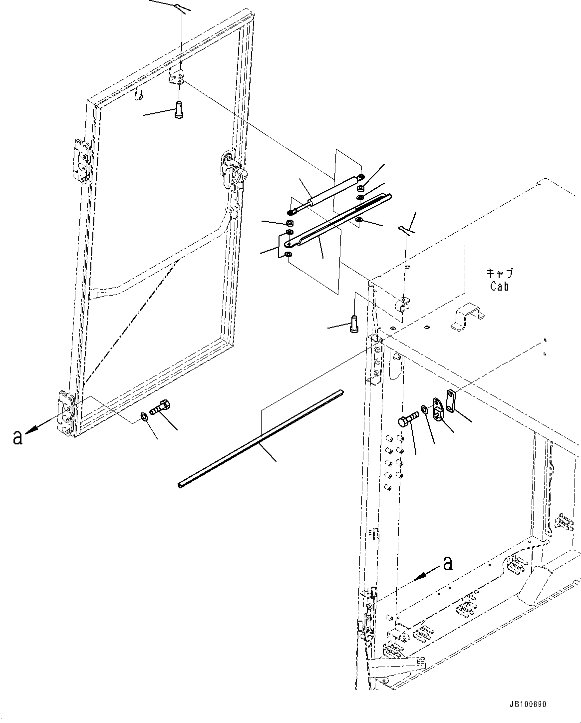 Komatsu parts book diagram for WA800-8E0 S/N 84001-UP: CAB, GAS SPRING AND MOUNTING (2/2)(#84001-)