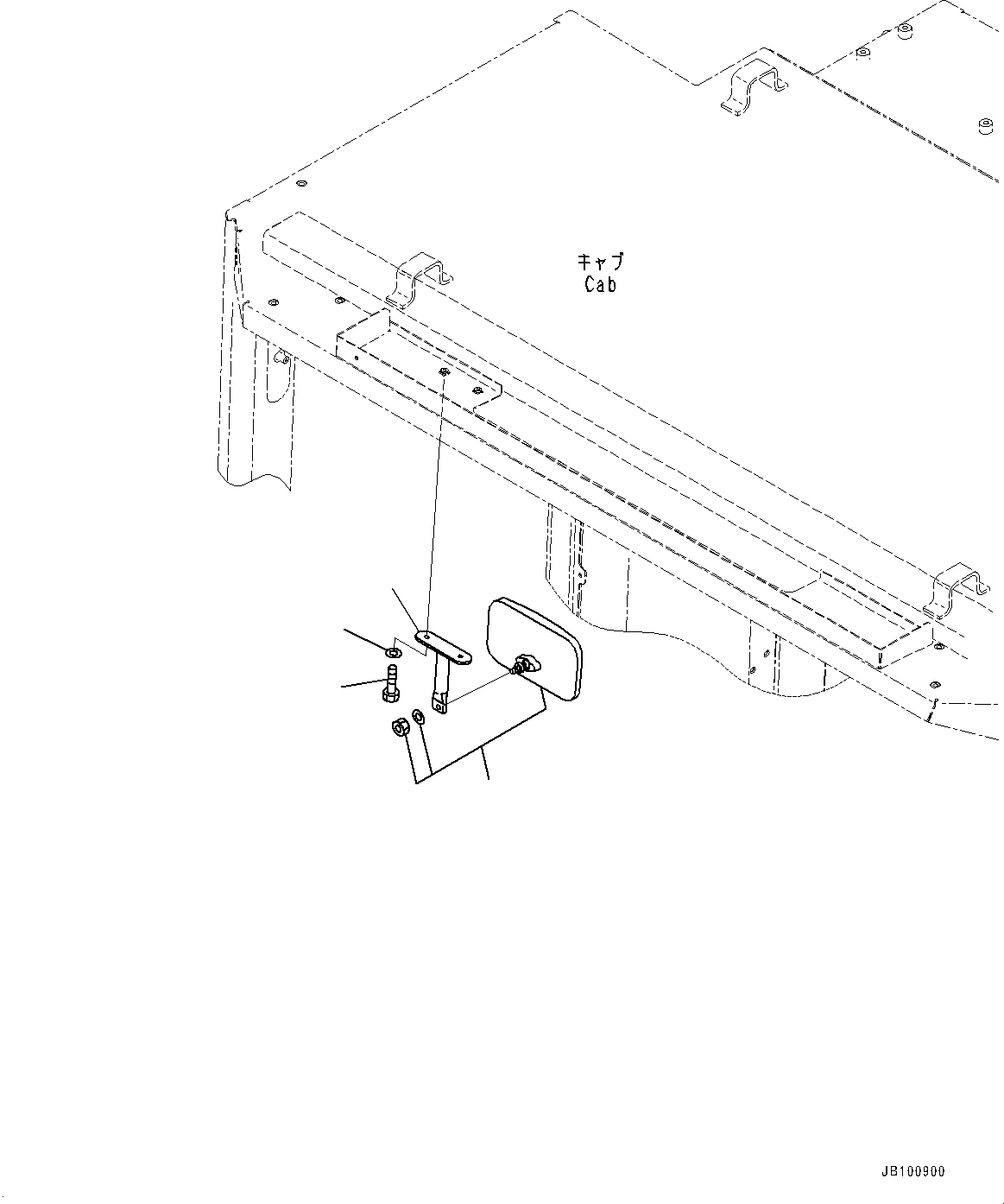 Komatsu parts book diagram for WA800-8E0 S/N 84001-UP: CAB, REARVIEW MIRROR(#84001-)