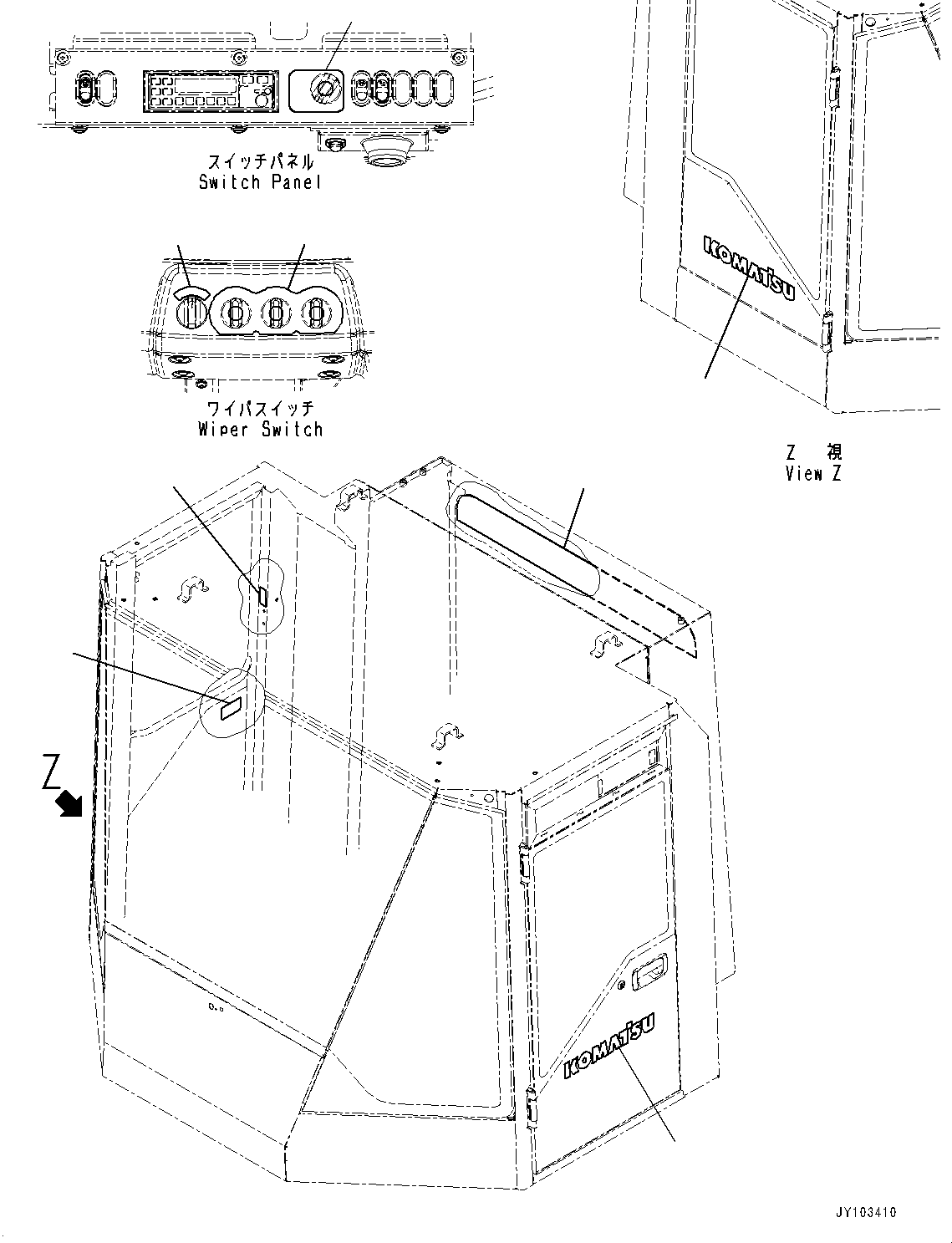 Komatsu parts book diagram for WA800-8E0 S/N 84001-UP: CAB, MARK AND PLATE(#84001-)