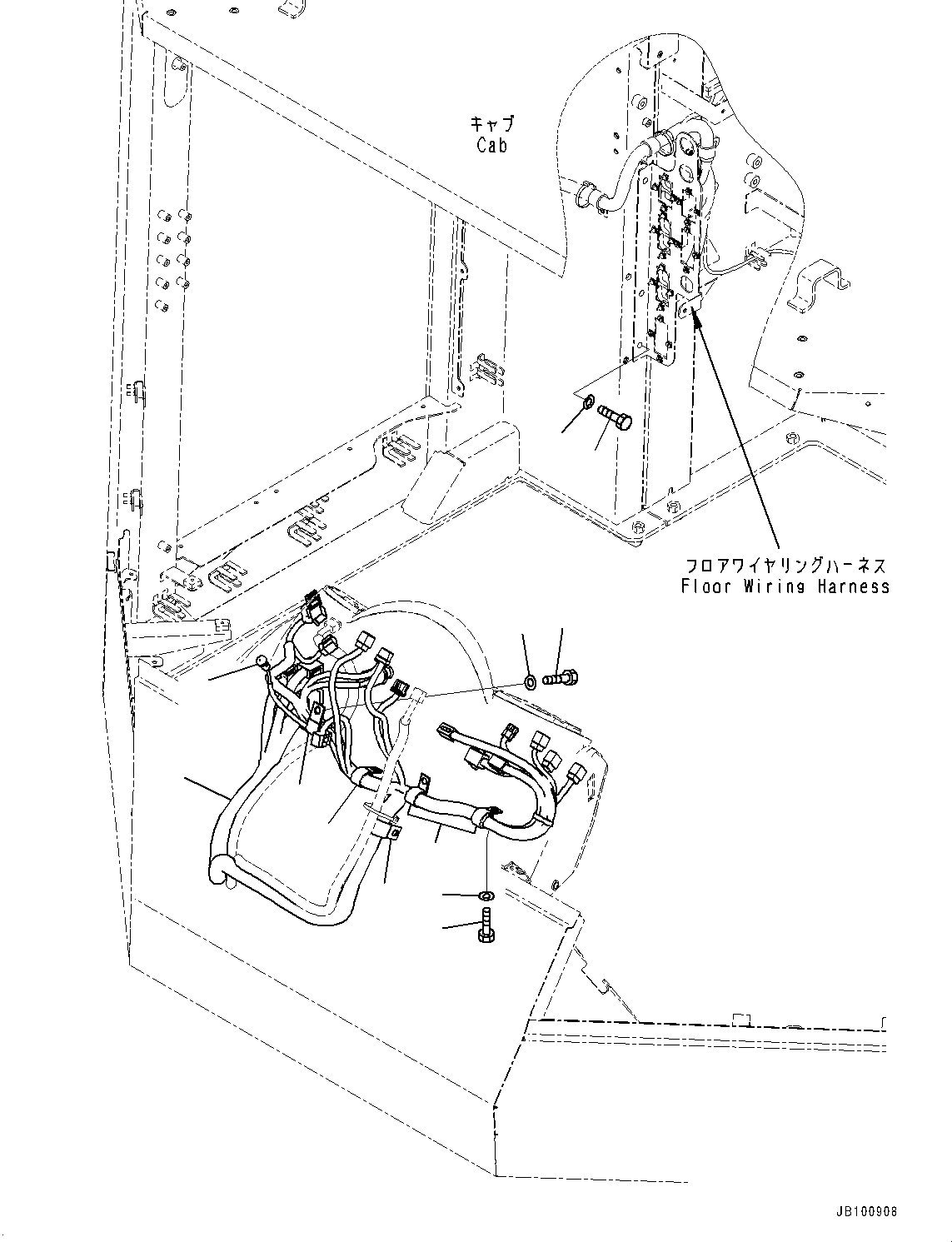 Komatsu parts book diagram for WA800-8E0 S/N 84001-UP: CAB, DASHBOARD WIRING HARNESS(#84001-)
