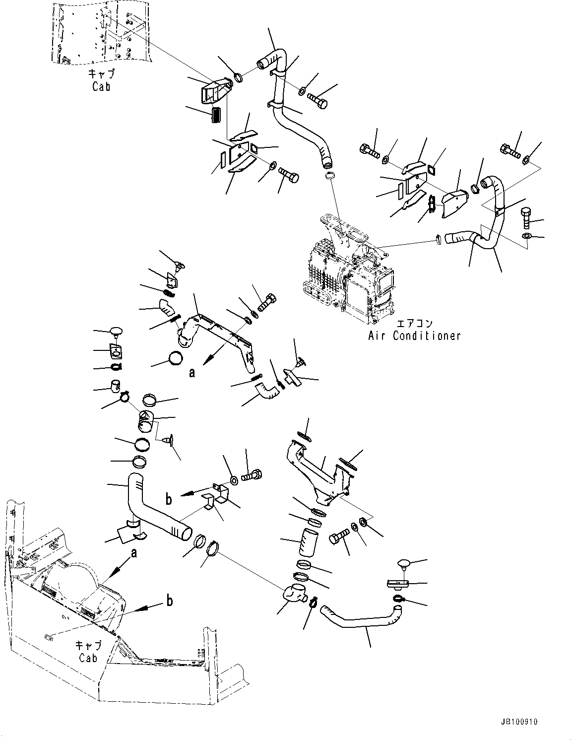 Komatsu parts book diagram for WA800-8E0 S/N 84001-UP: CAB, AIR CONDITIONER DUCT (1/2)(#84001-)