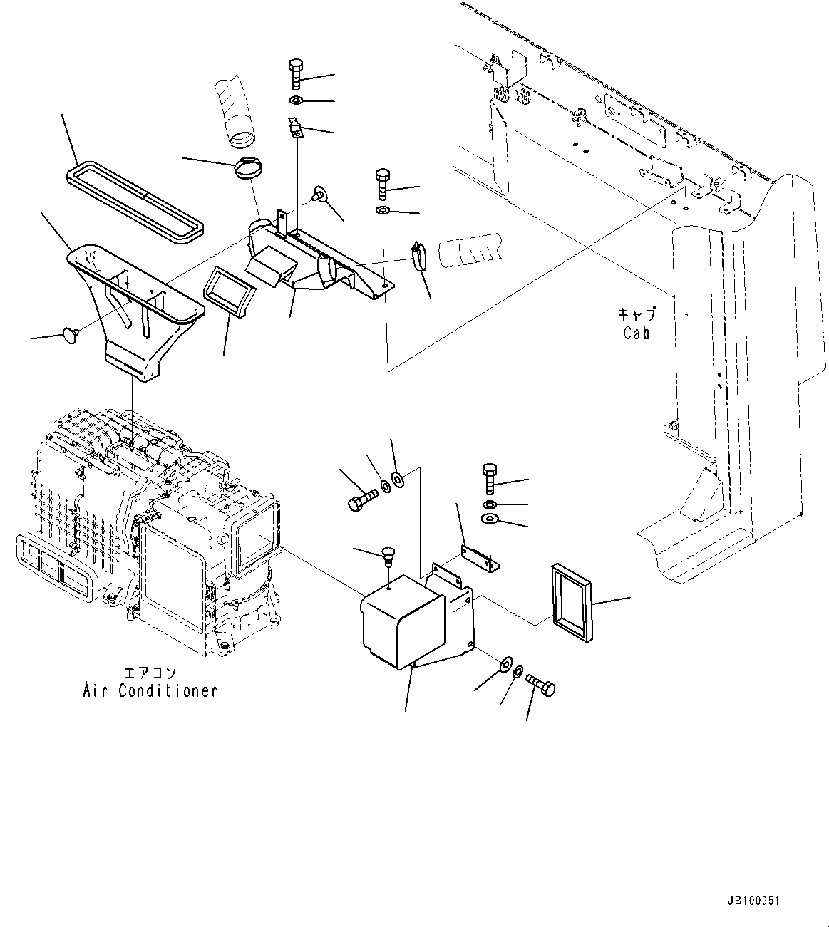 Komatsu parts book diagram for WA800-8E0 S/N 84001-UP: CAB, AIR CONDITIONER DUCT (2/2)(#84001-)