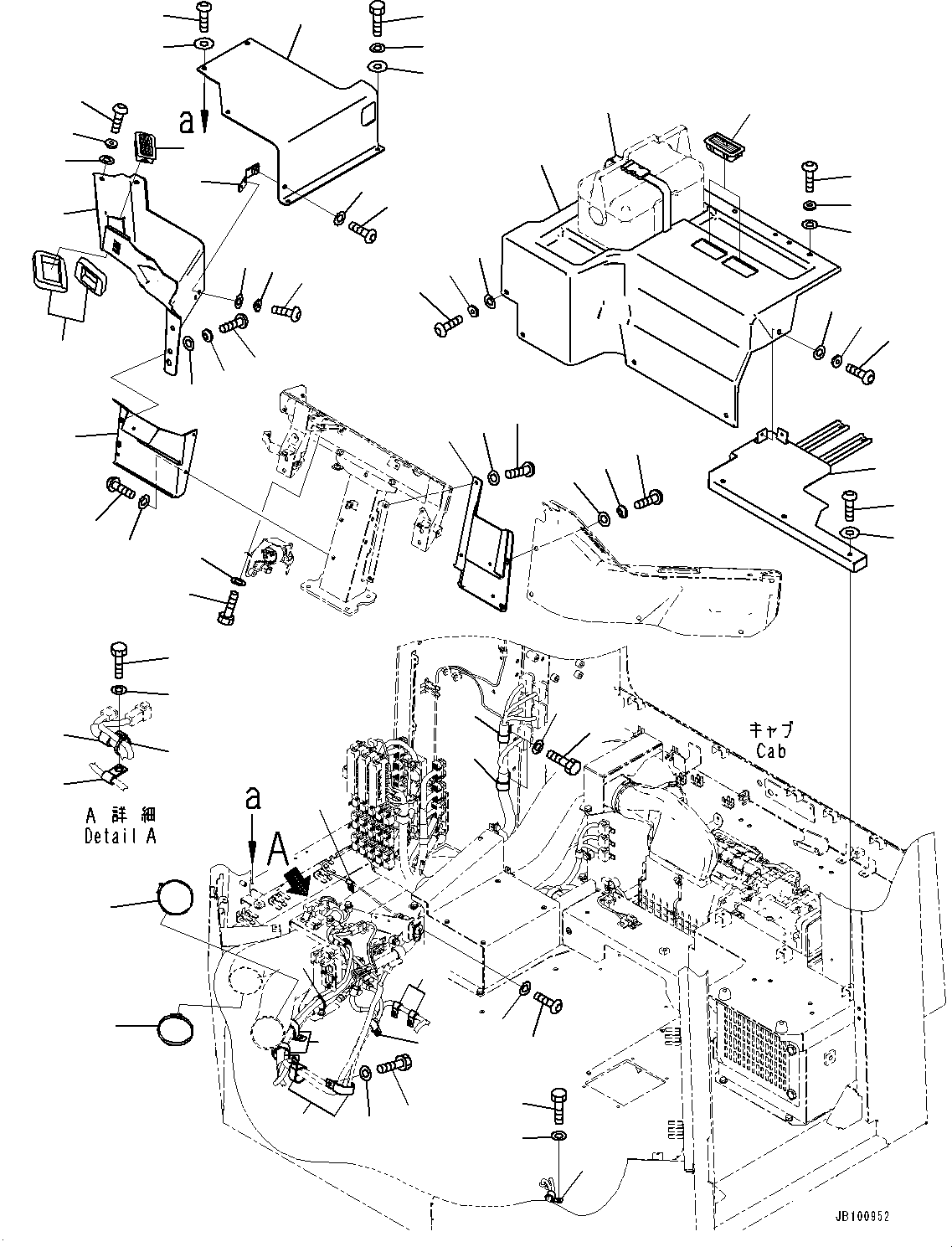 Komatsu parts book diagram for WA800-8E0 S/N 84001-UP: CAB, COVER (1/2)(#84001-)